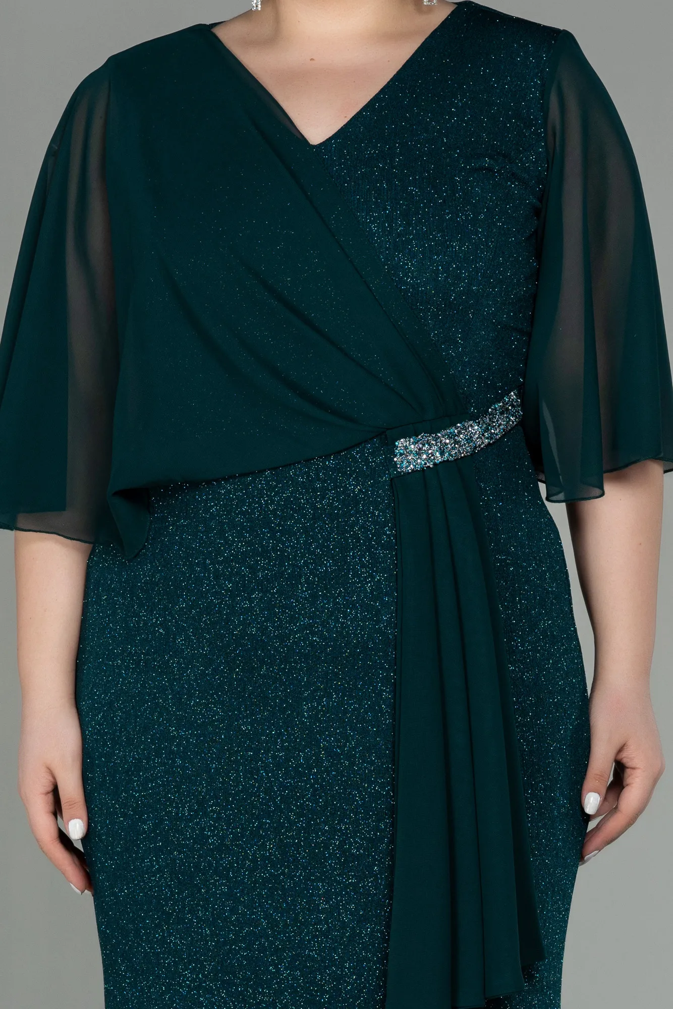 Emerald Green-Long Plus Size Evening Dress ABU2857