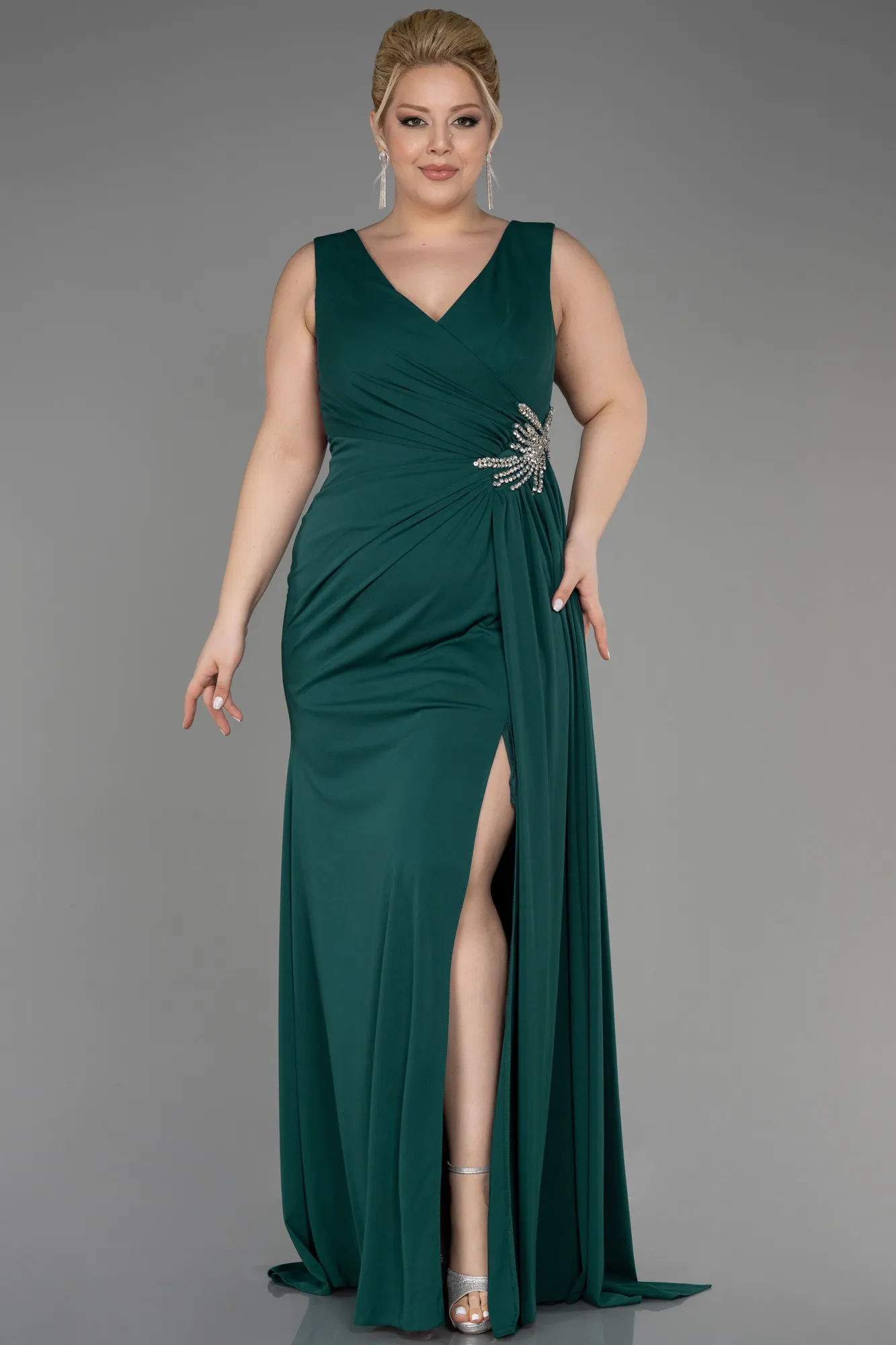 Emerald Green-Long Plus Size Evening Dress ABU2934