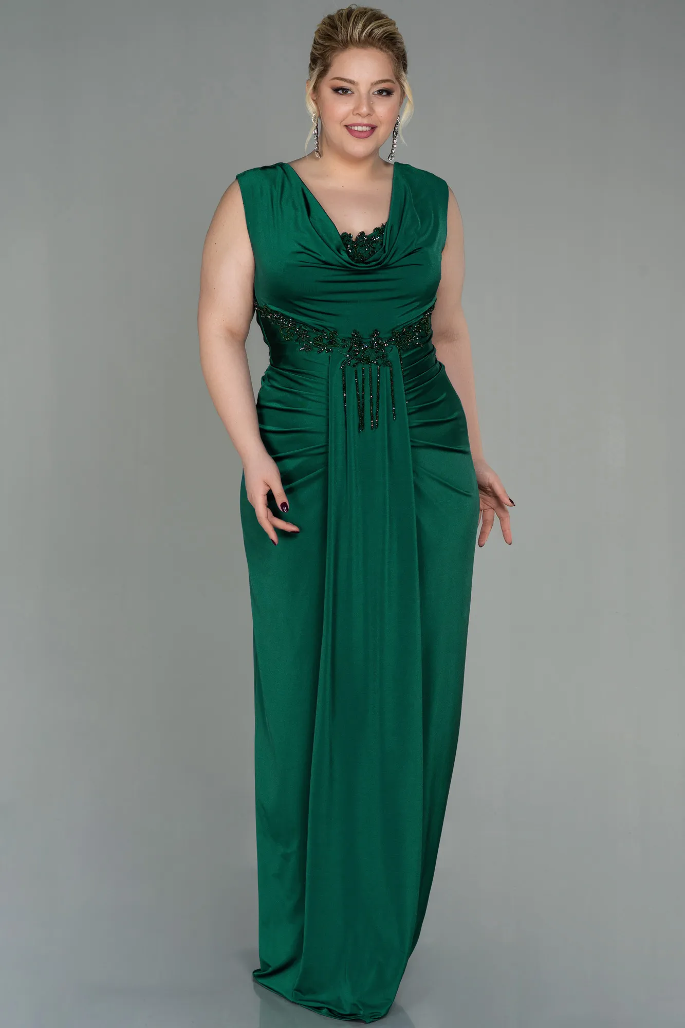 Emerald Green-Long Plus Size Evening Dress ABU2974