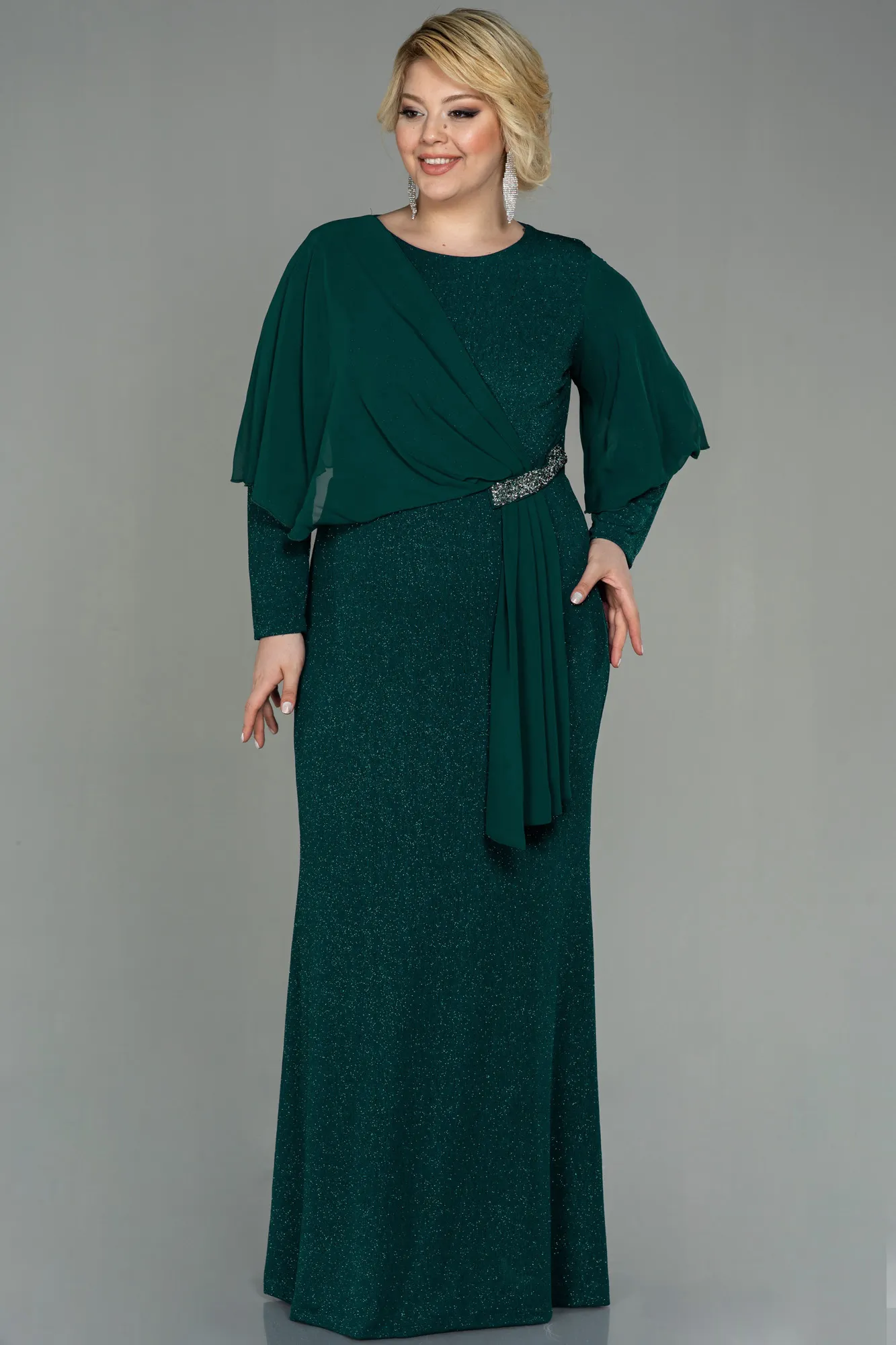 Emerald Green-Long Plus Size Evening Dress ABU3013