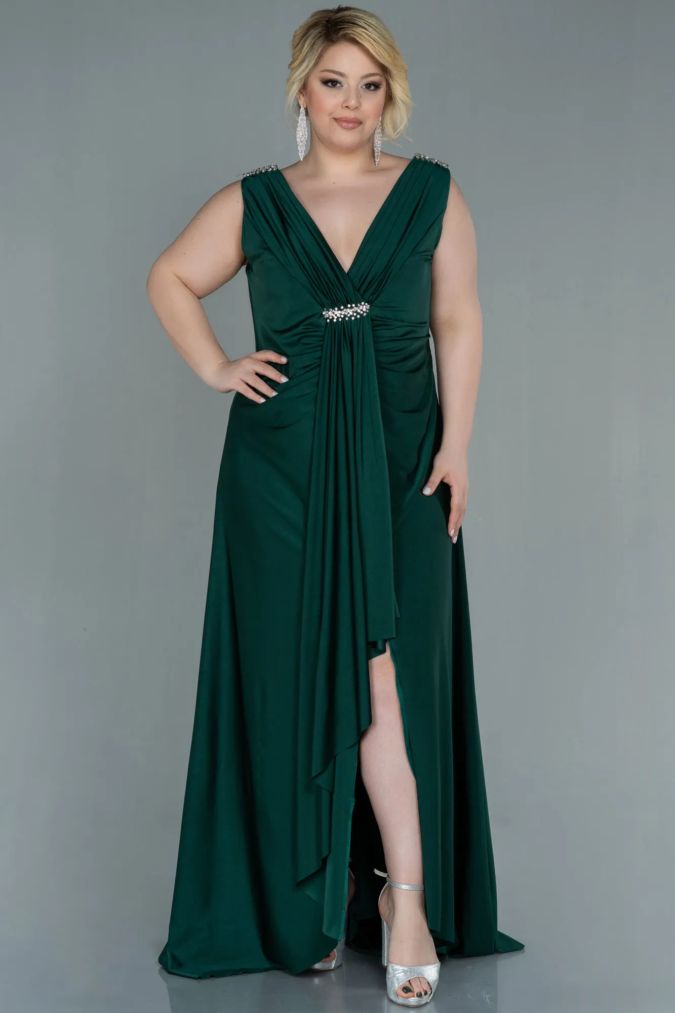 Emerald Green-Long Plus Size Evening Dress ABU3018