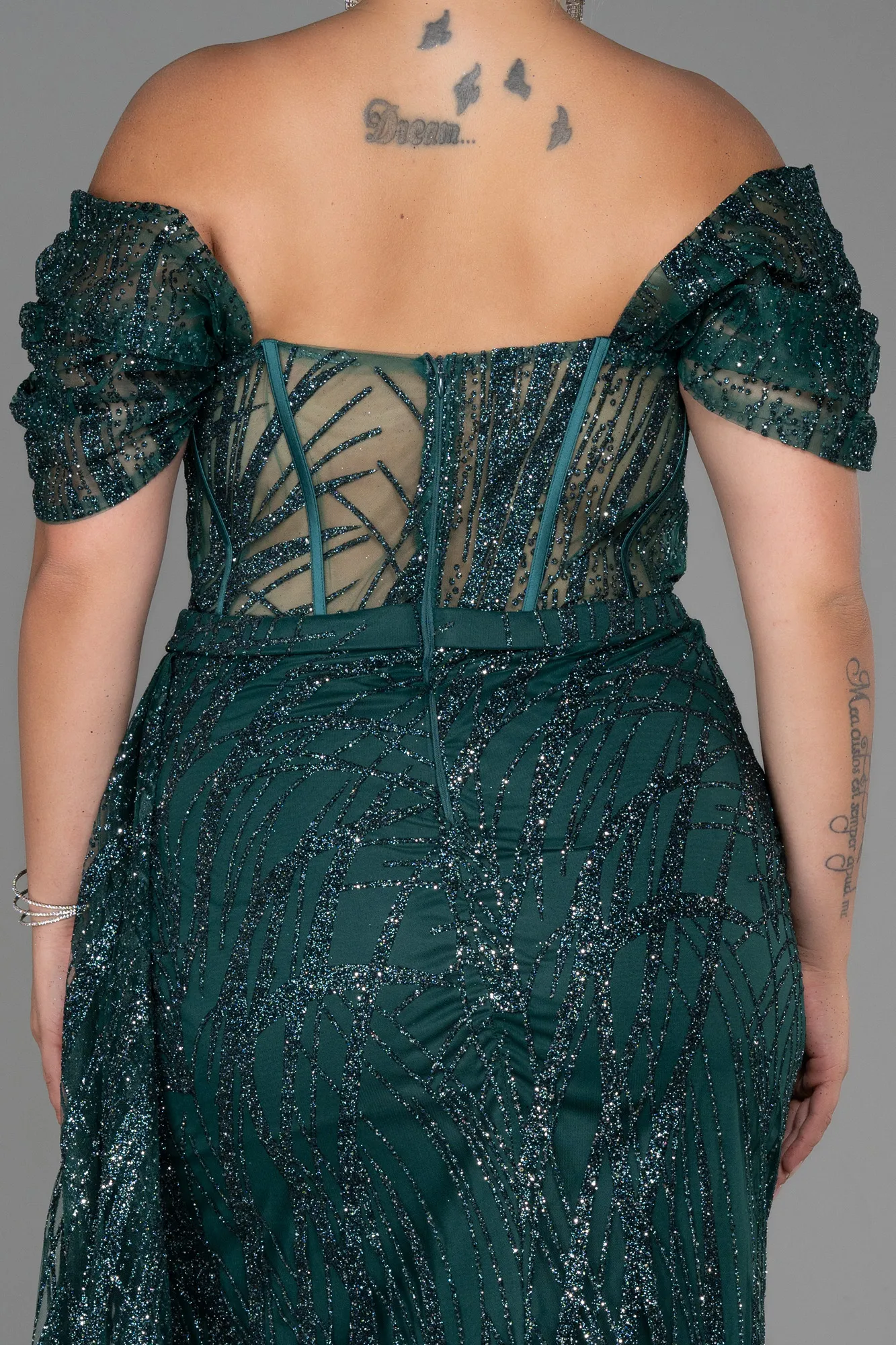 Emerald Green-Long Plus Size Evening Dress ABU3097