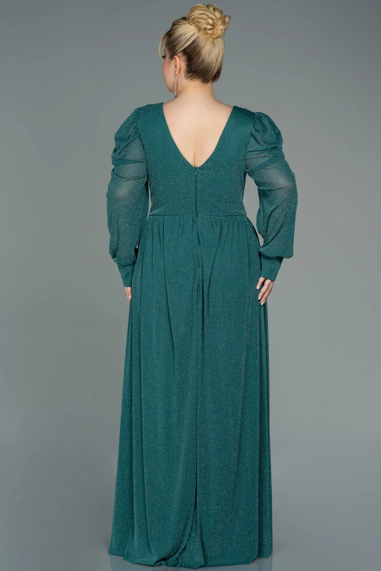Emerald Green-Long Plus Size Evening Dress ABU3104