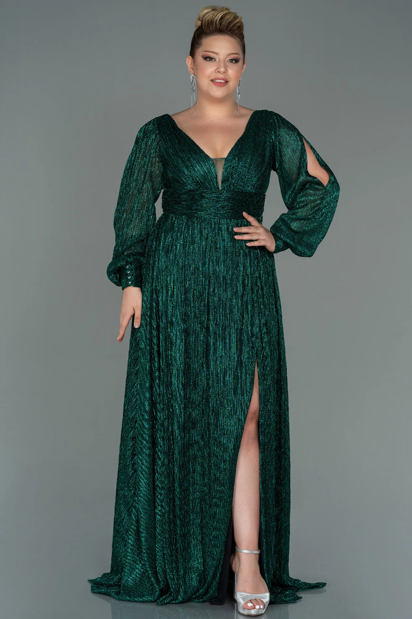Emerald Green-Long Plus Size Evening Dress ABU3154
