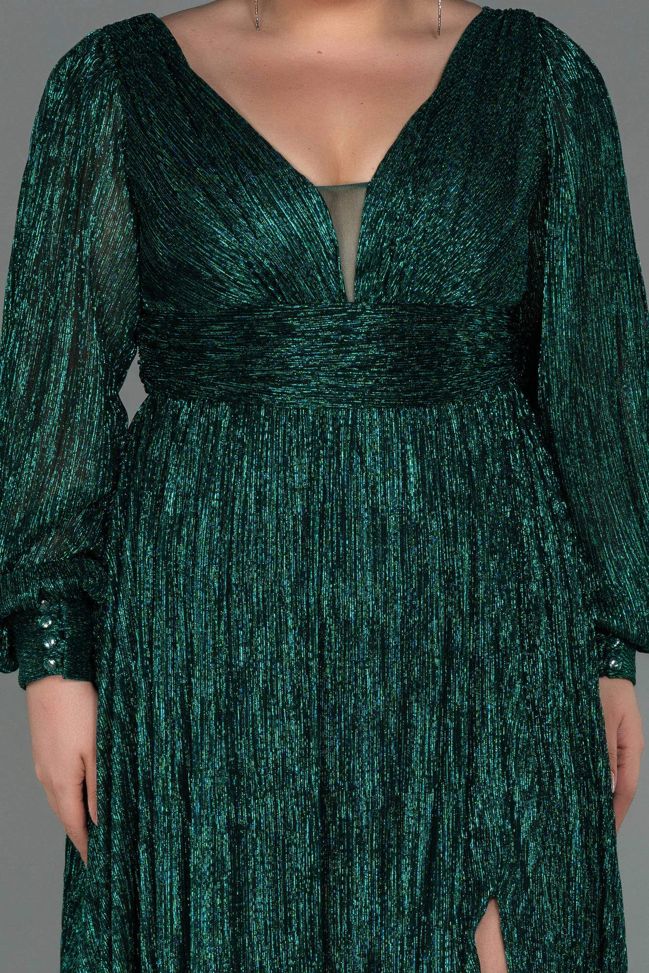 Emerald Green-Long Plus Size Evening Dress ABU3154