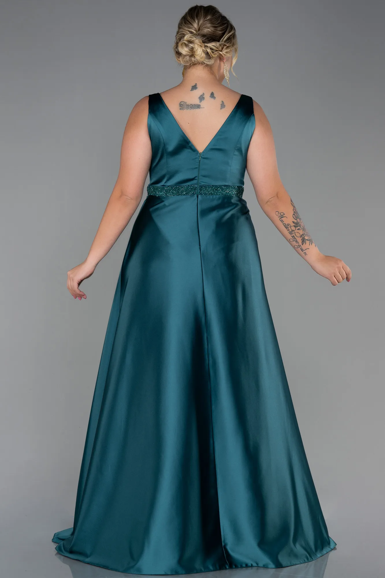 Emerald Green-Long Plus Size Evening Dress ABU3200