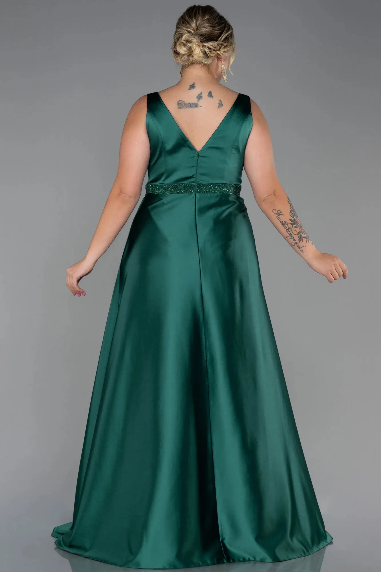 Emerald Green-Long Plus Size Evening Dress ABU3200