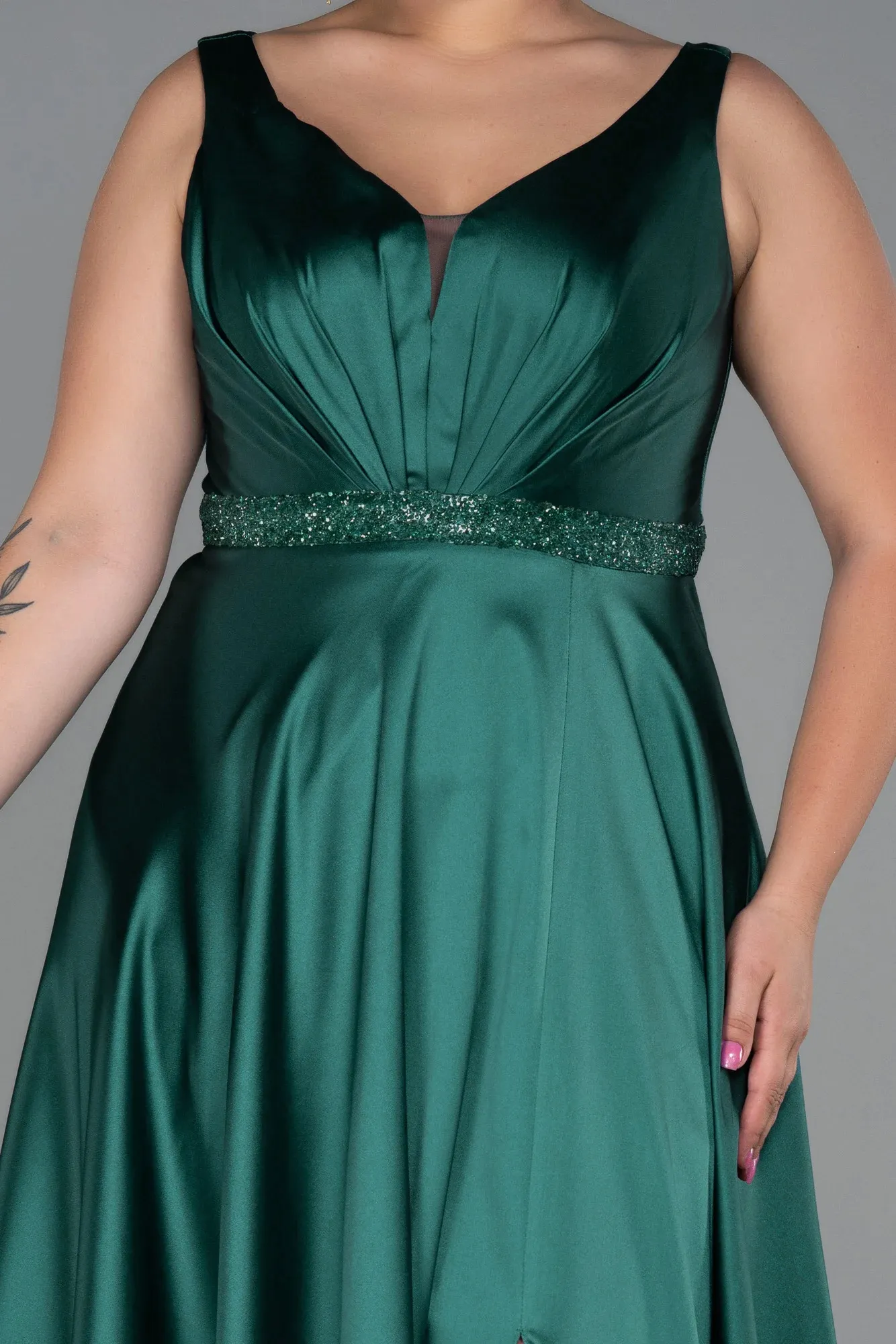 Emerald Green-Long Plus Size Evening Dress ABU3200