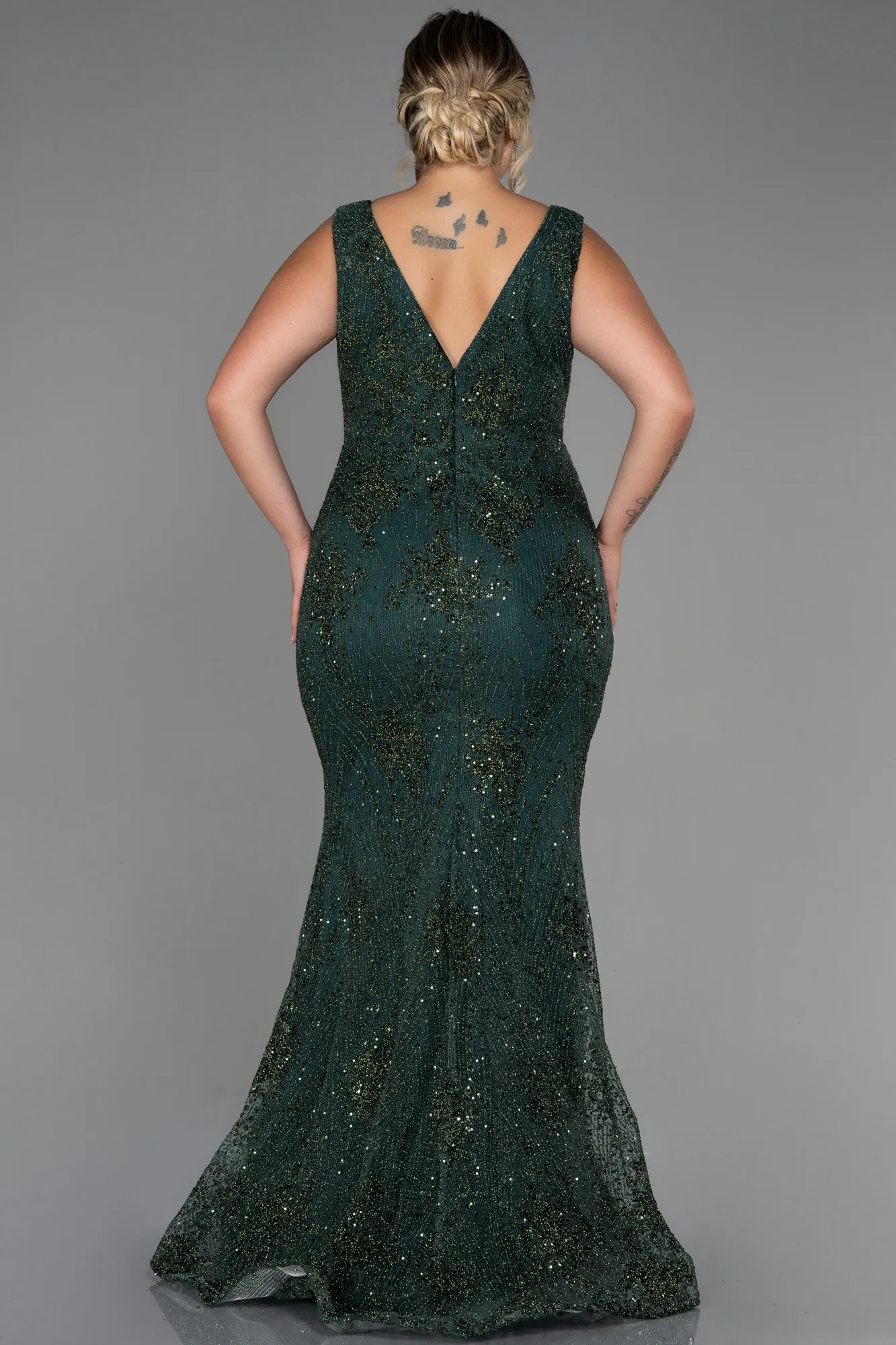 Emerald Green-Long Plus Size Evening Dress ABU3214