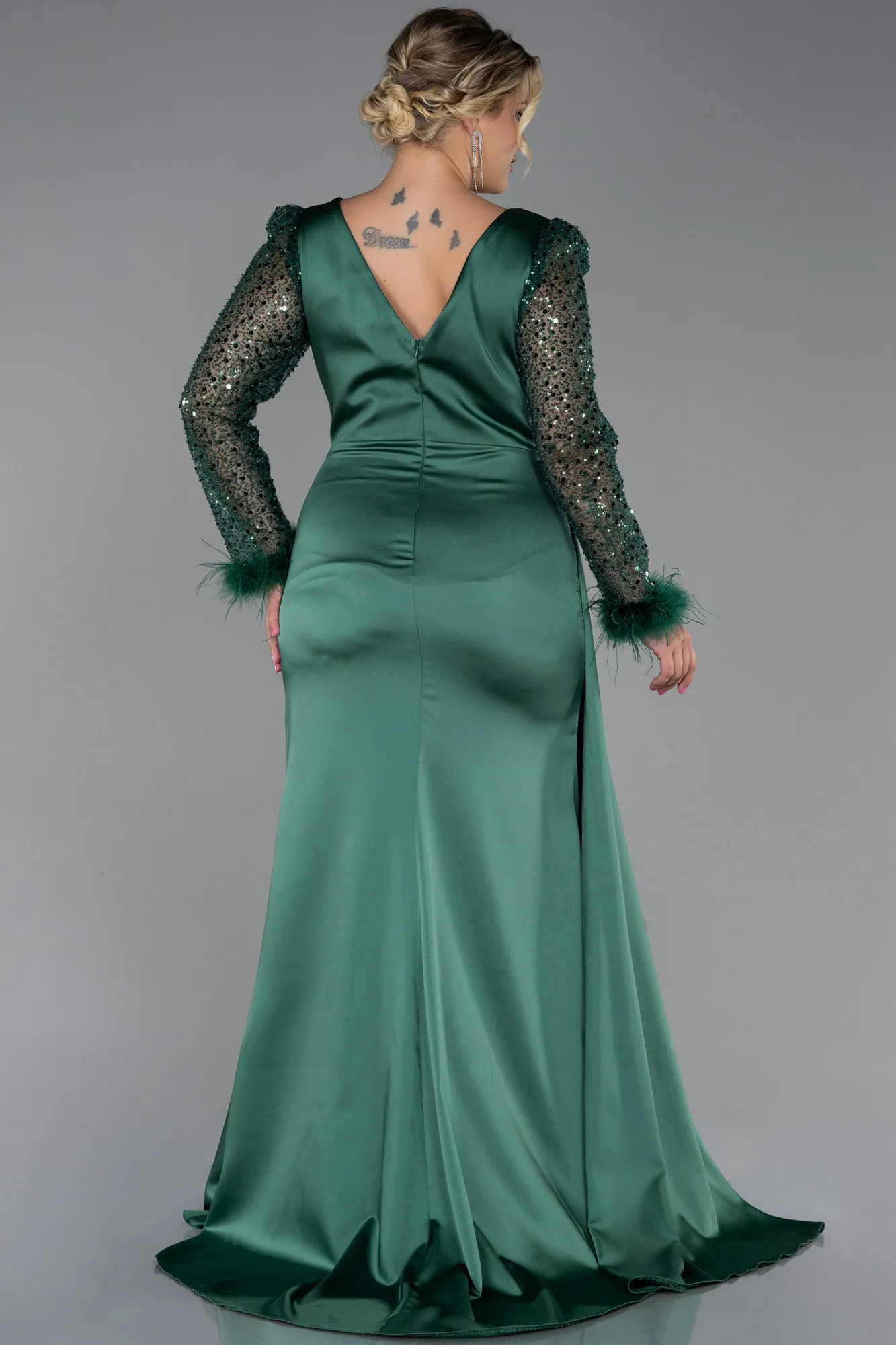 Emerald Green-Long Plus Size Evening Dress ABU3237