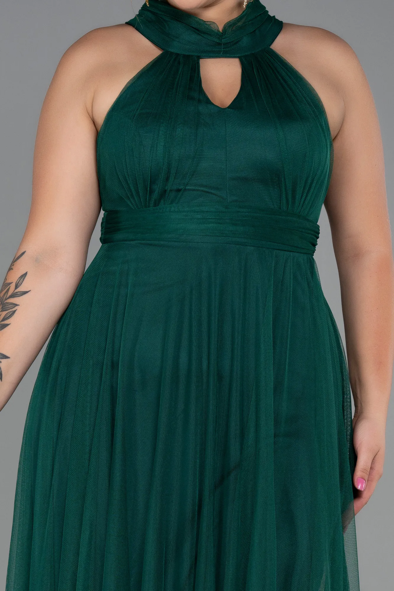 Emerald Green-Long Plus Size Evening Dress ABU3253