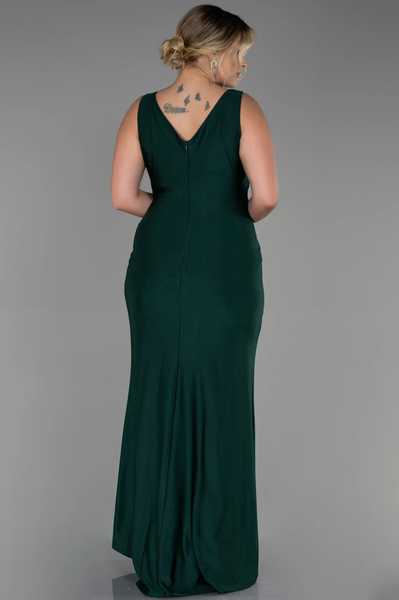 Emerald Green-Long Plus Size Evening Dress ABU3271
