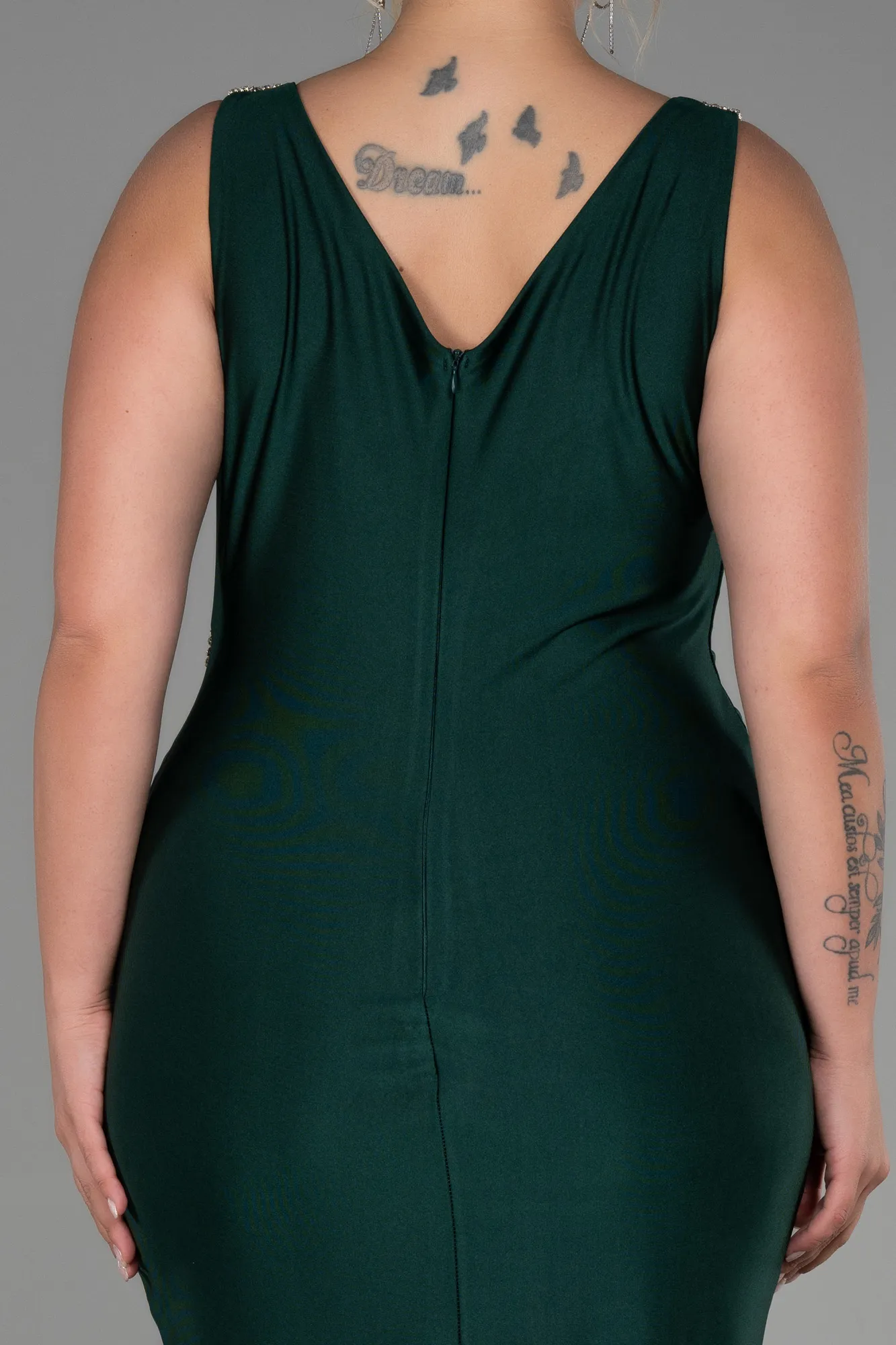 Emerald Green-Long Plus Size Evening Dress ABU3271