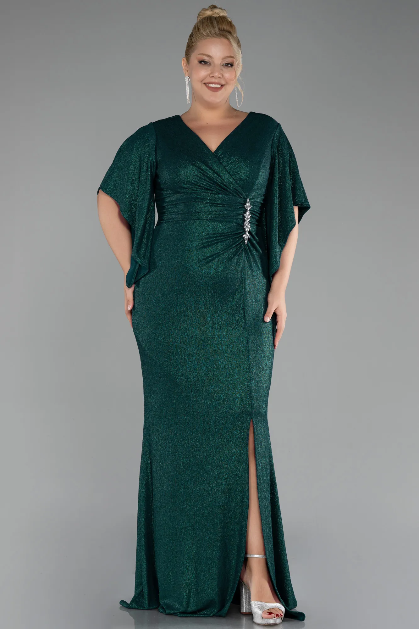 Emerald Green-Long Plus Size Evening Dress ABU3280