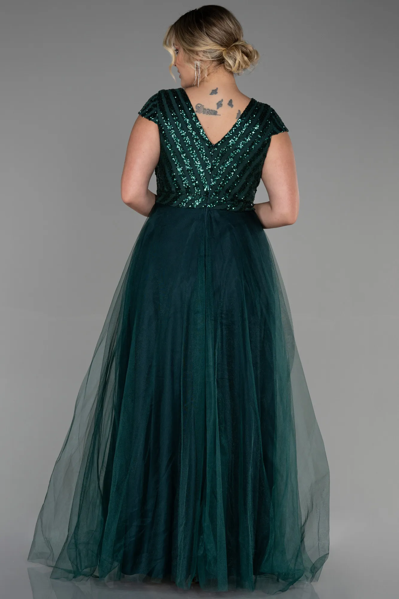 Emerald Green-Long Plus Size Evening Dress ABU3281