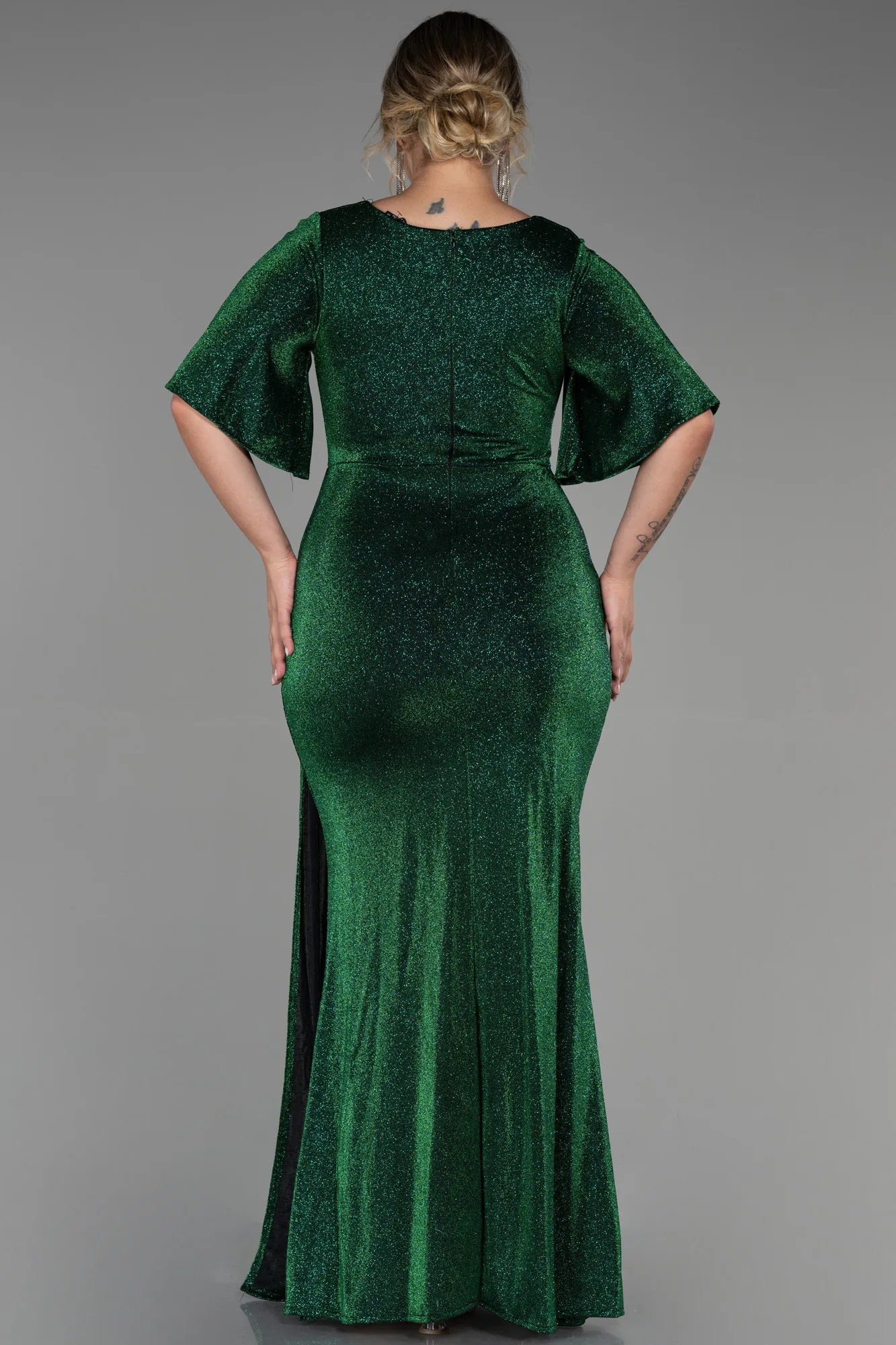 Emerald Green-Long Plus Size Evening Dress ABU3282