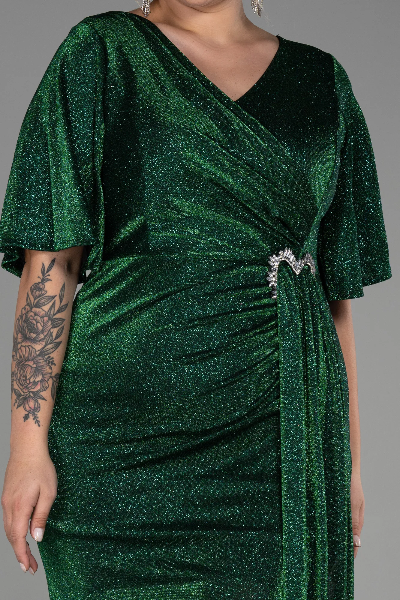 Emerald Green-Long Plus Size Evening Dress ABU3282