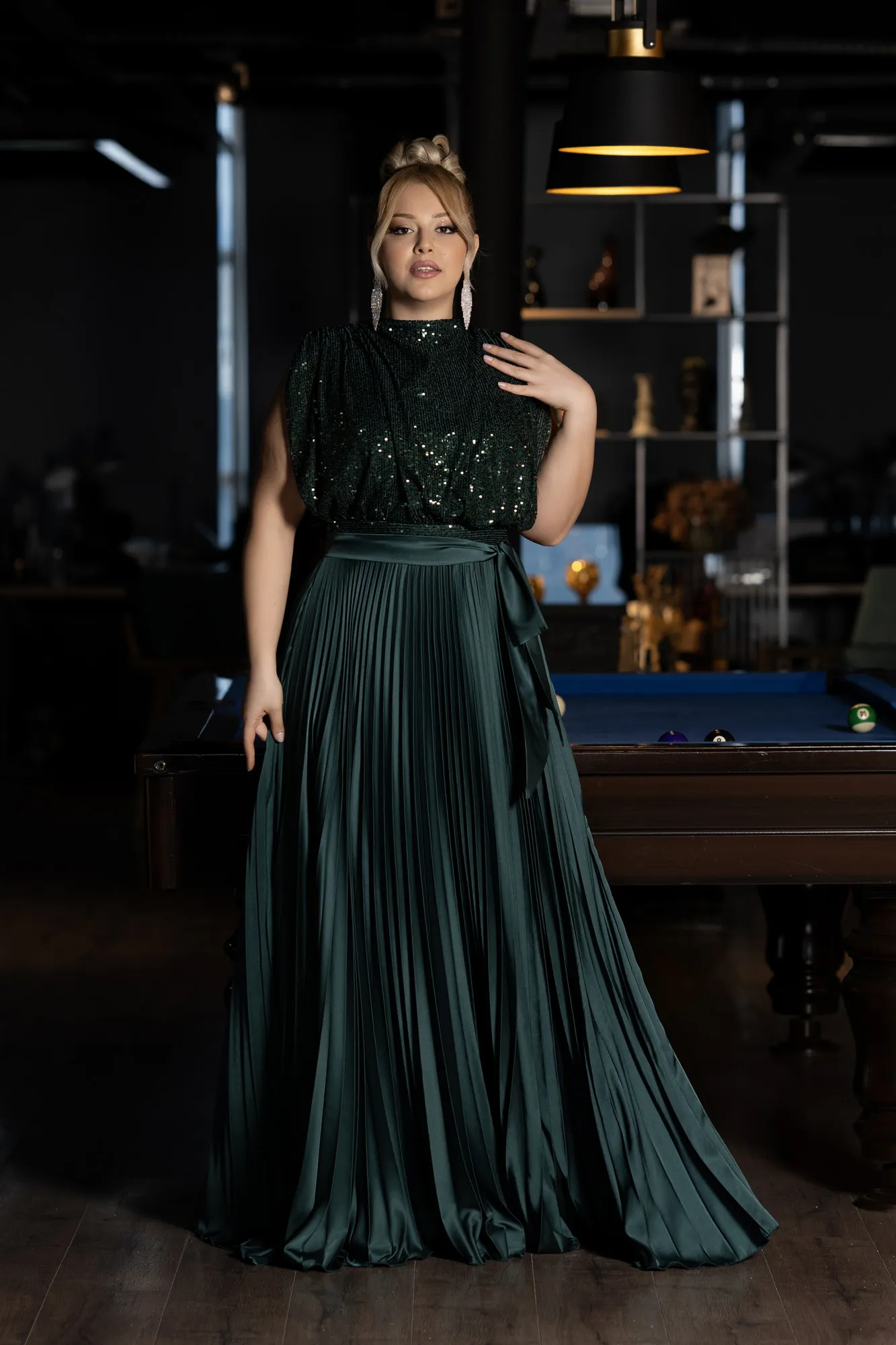 Emerald Green-Long Plus Size Evening Dress ABU3341