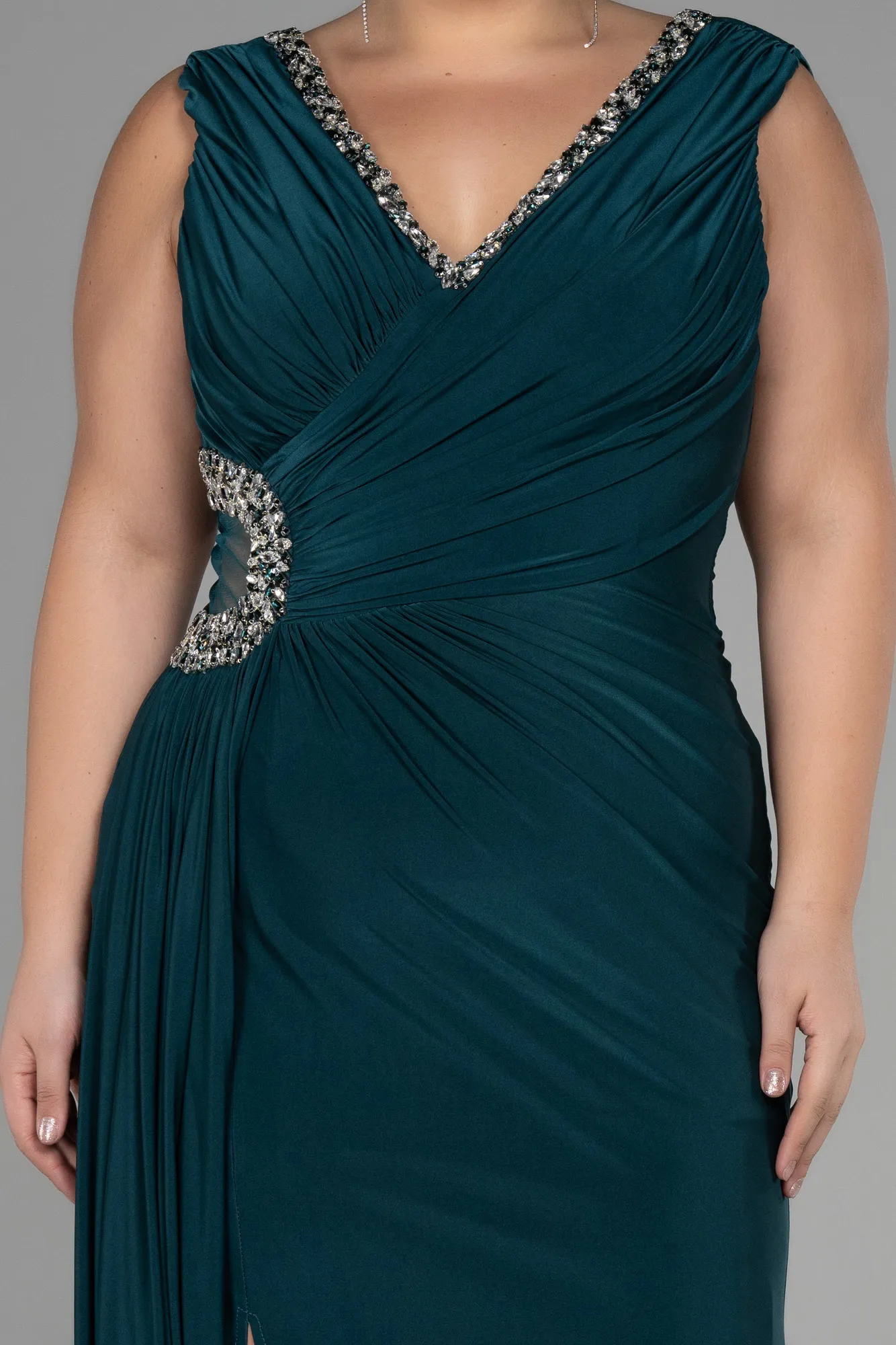 Emerald Green-Long Plus Size Evening Dress ABU3372