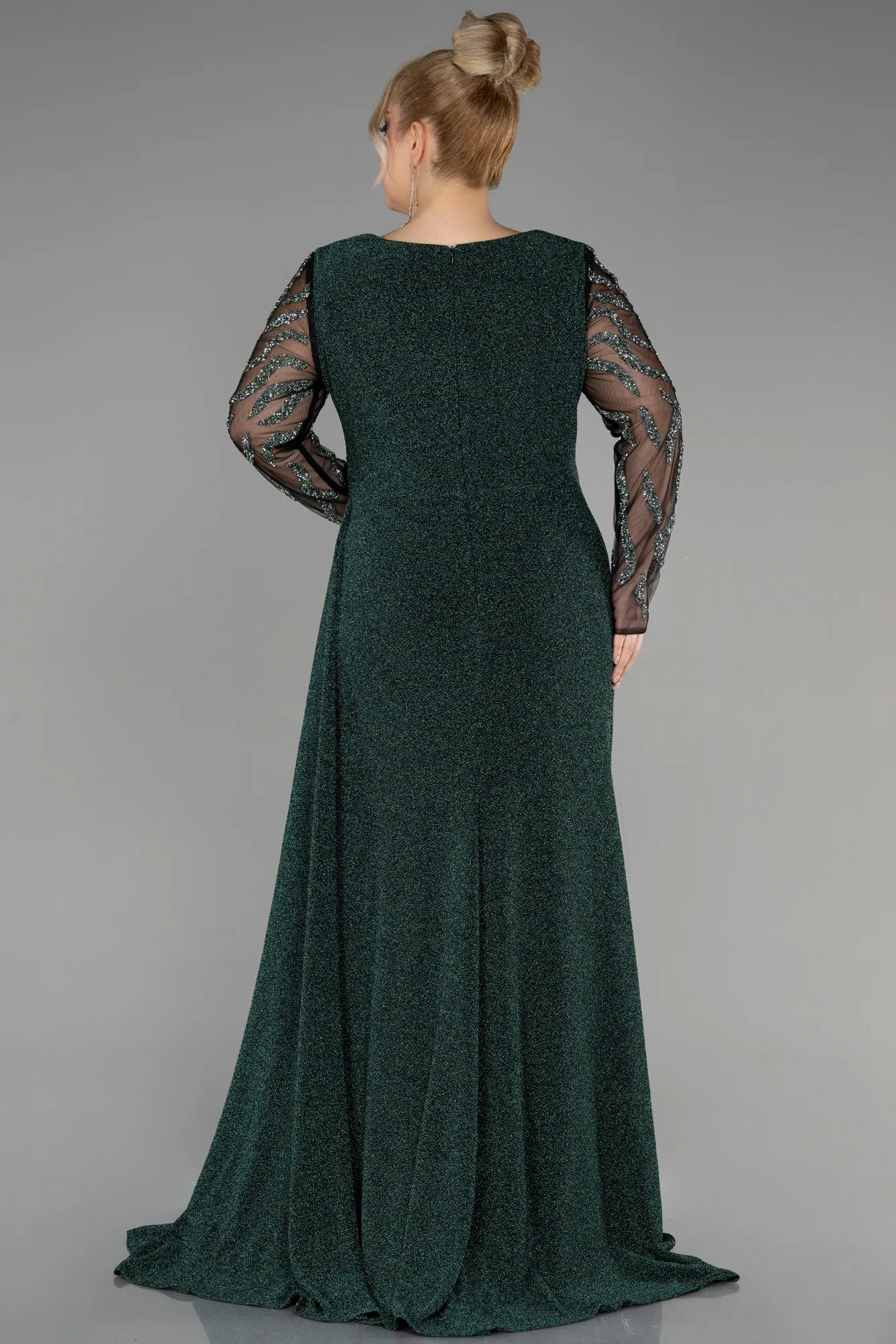 Emerald Green-Long Plus Size Evening Dress ABU3440