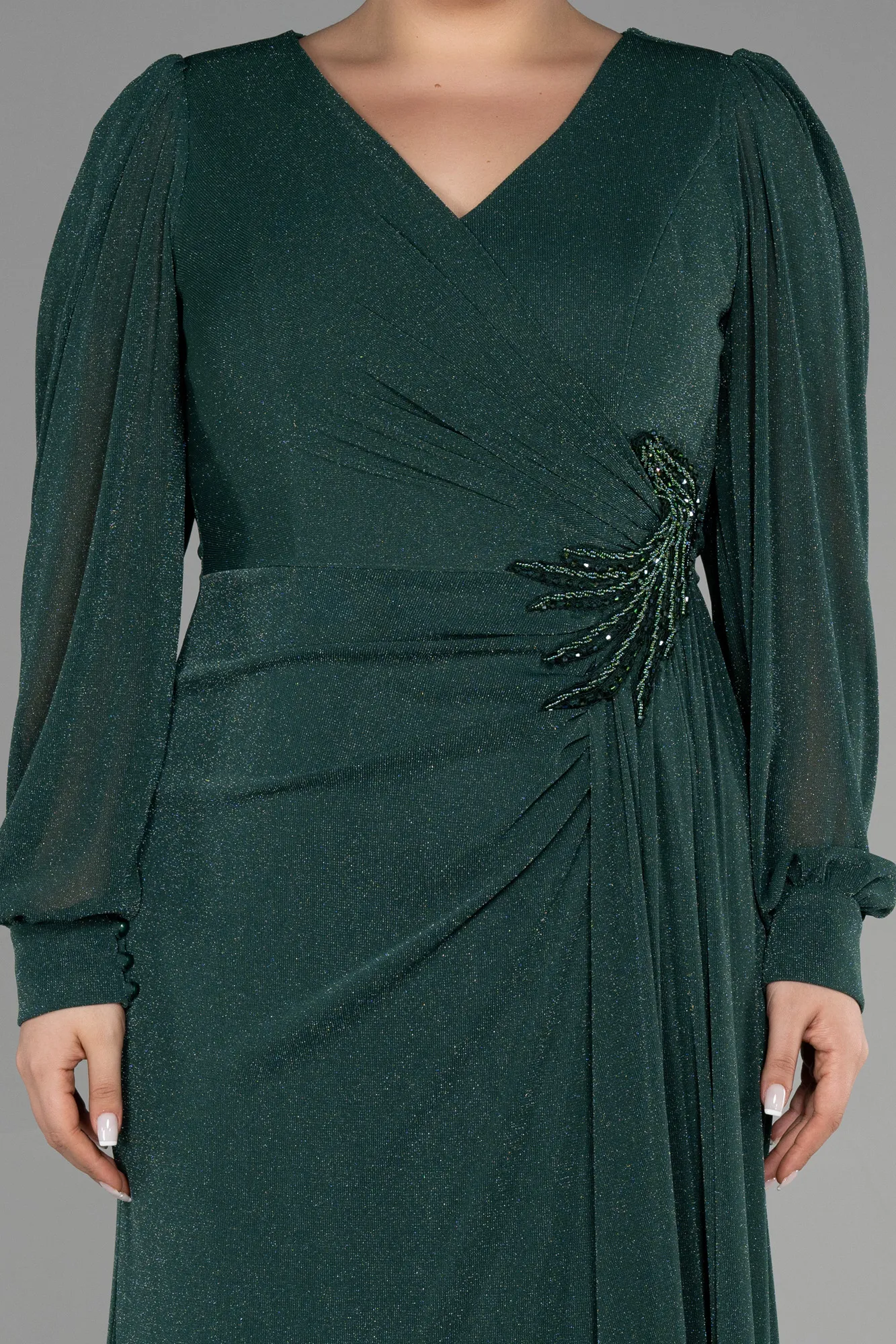 Emerald Green-Long Plus Size Evening Dress ABU3485