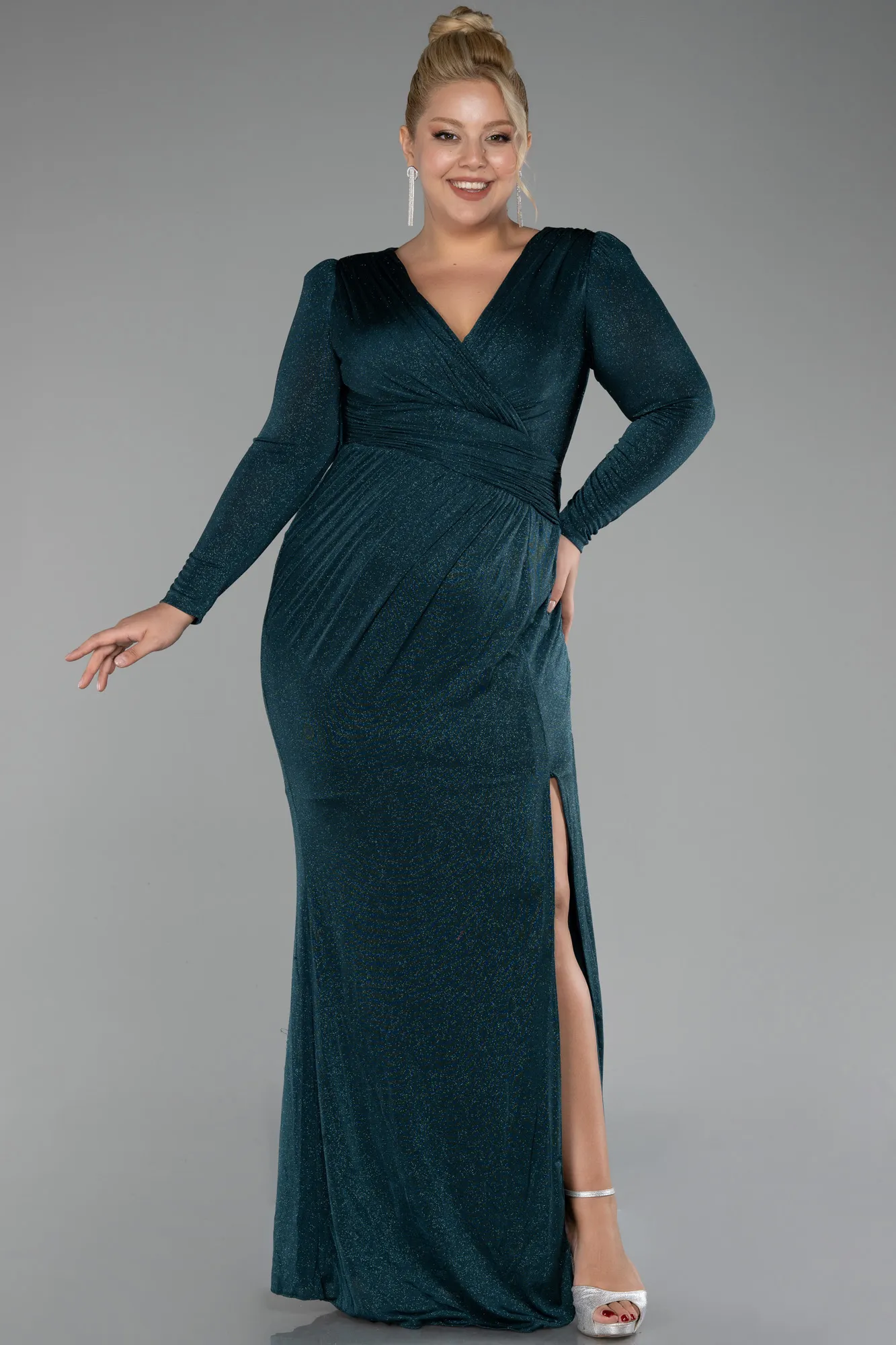 Emerald Green-Long Plus Size Evening Dress ABU3544