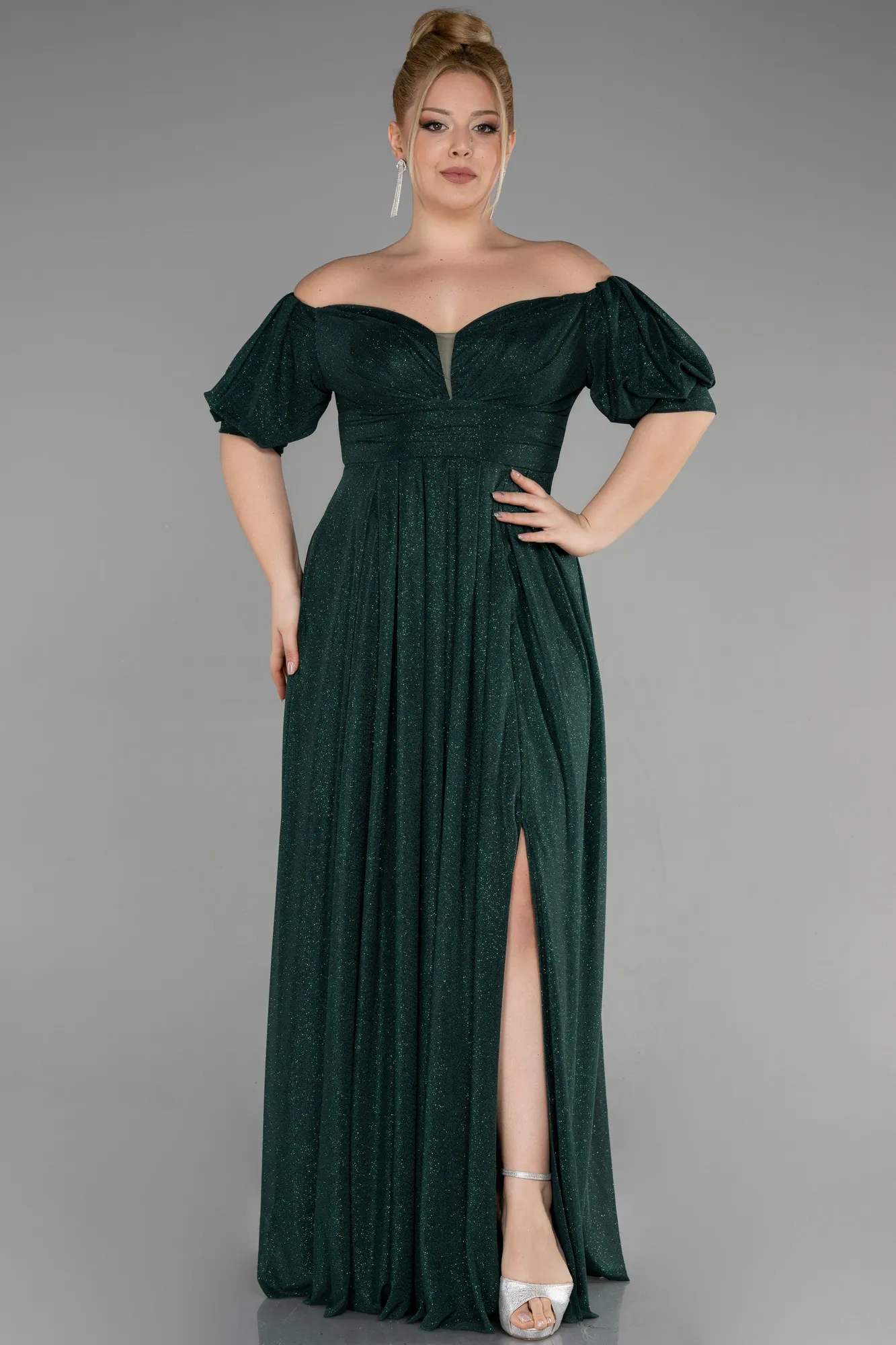 Emerald Green-Long Plus Size Evening Dress ABU3615