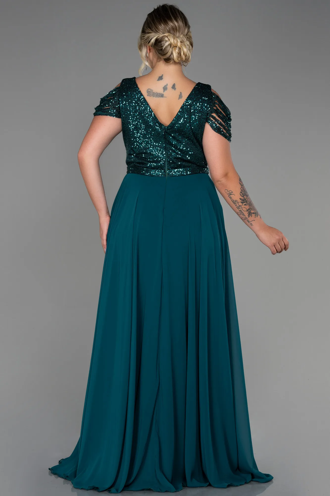 Emerald Green-Long Plus Size Evening Dress ABU828