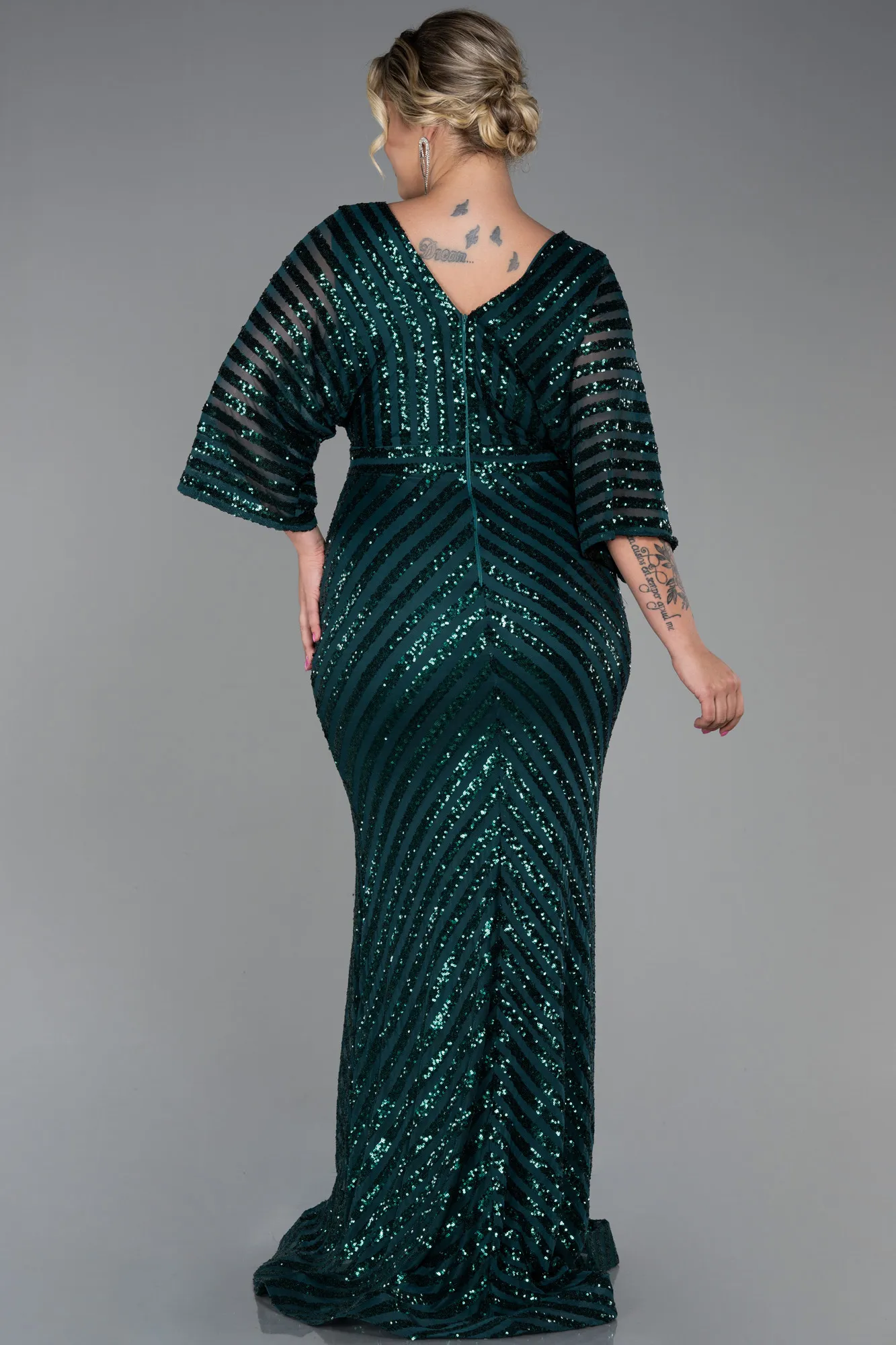 Emerald Green-Long Plus Size Evening Dress ABU900