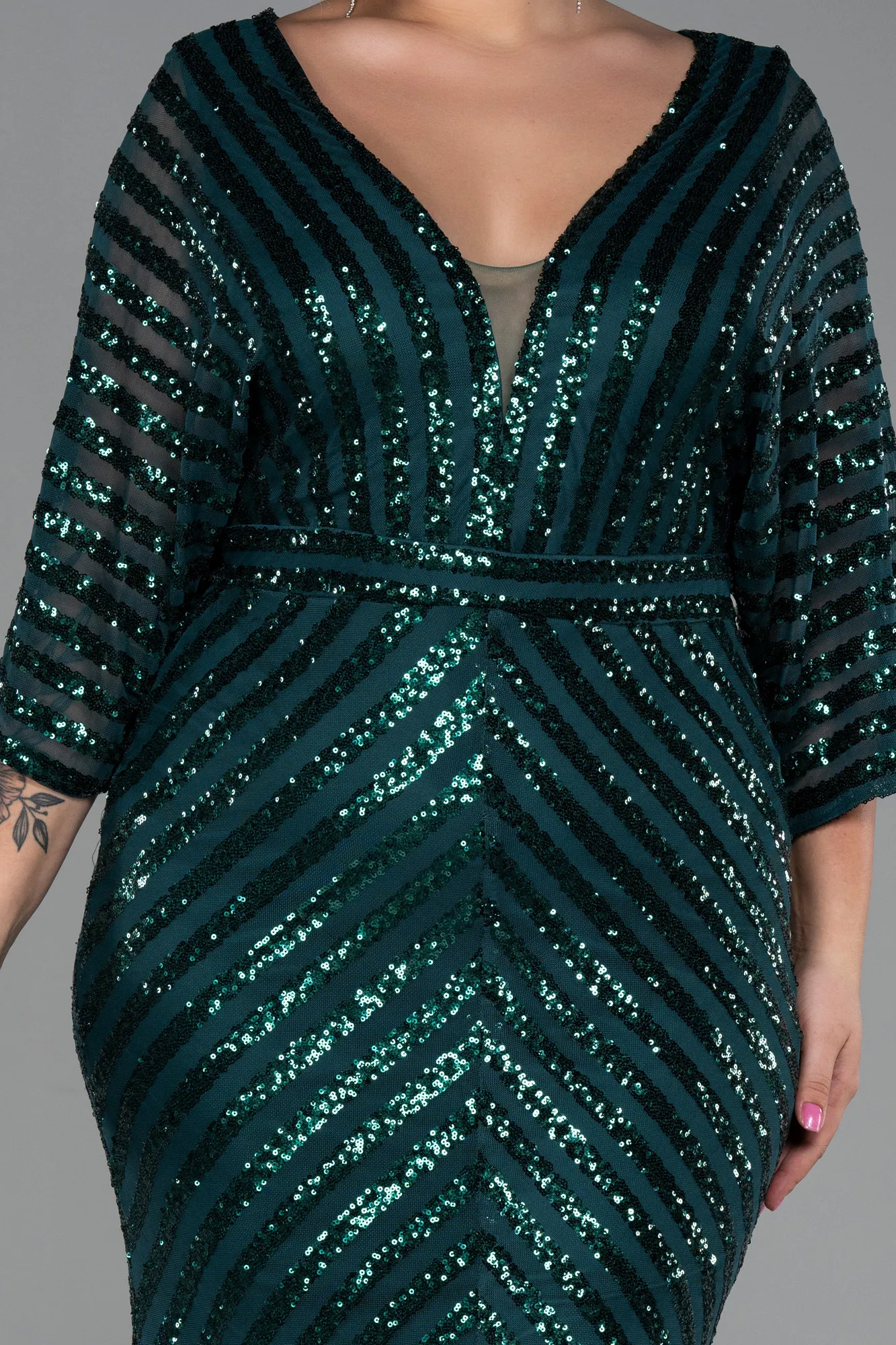 Emerald Green-Long Plus Size Evening Dress ABU900