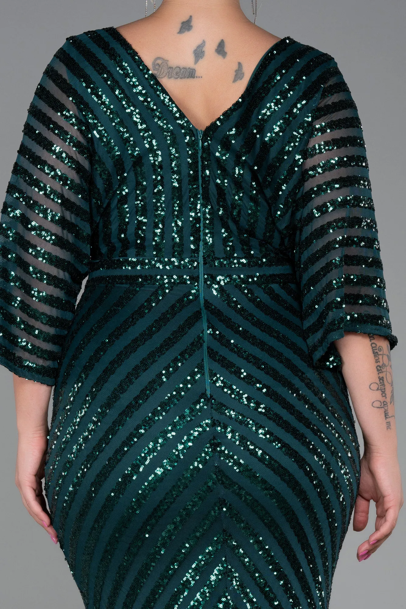 Emerald Green-Long Plus Size Evening Dress ABU900