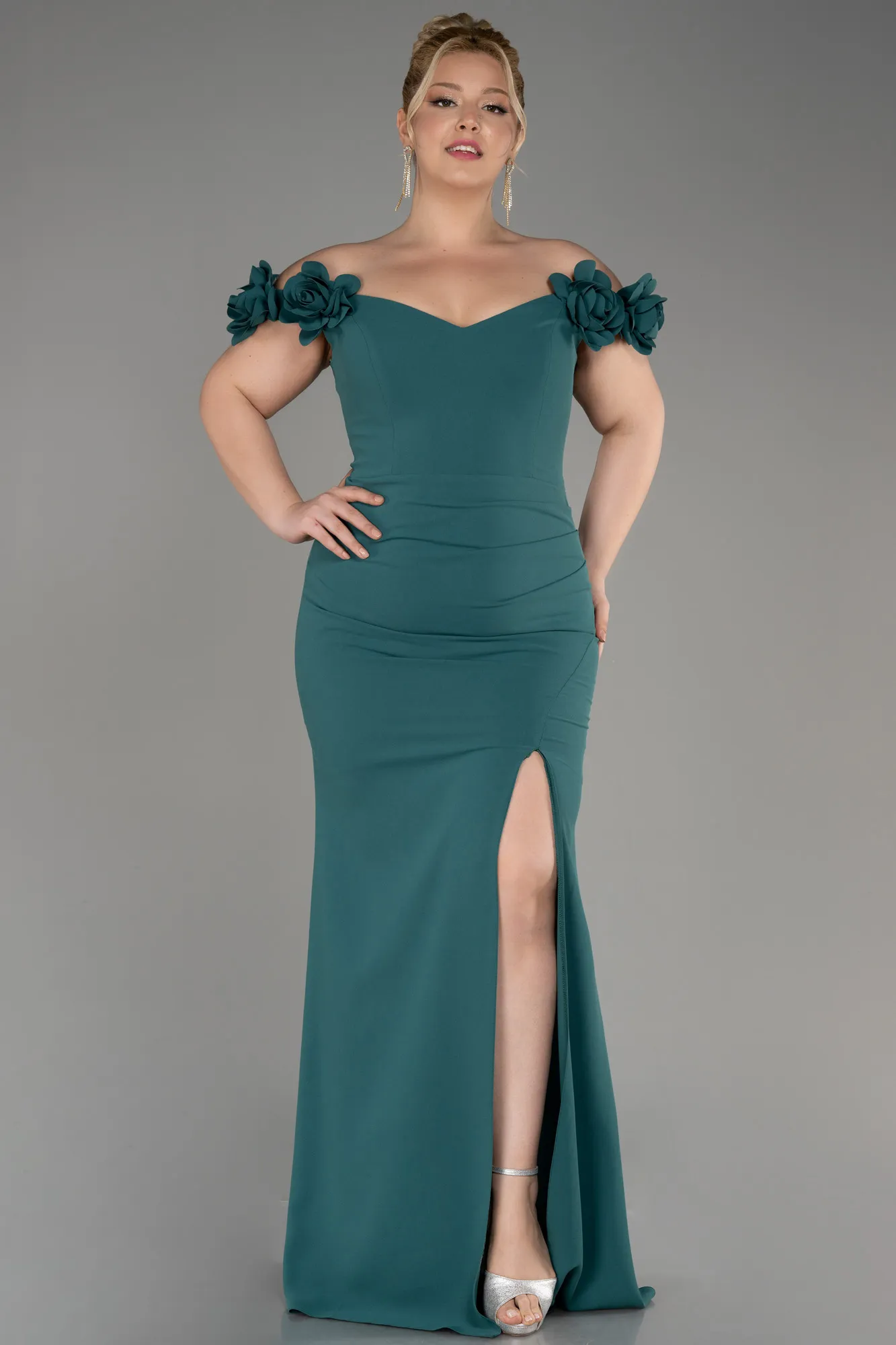 Emerald Green-Long Plus Size Prom Dress ABU3946