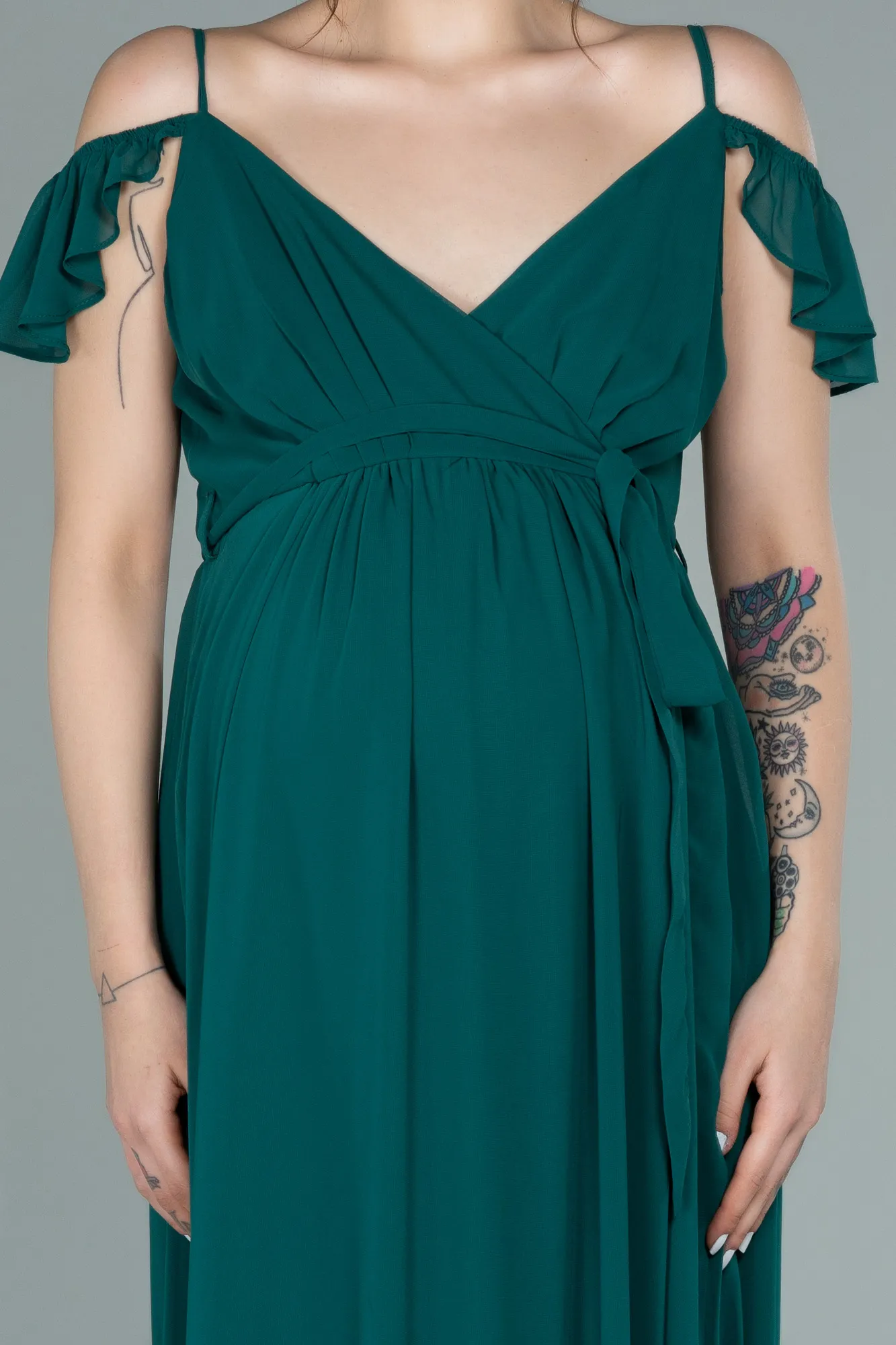 Emerald Green-Long Pregnancy Evening Dress ABU756