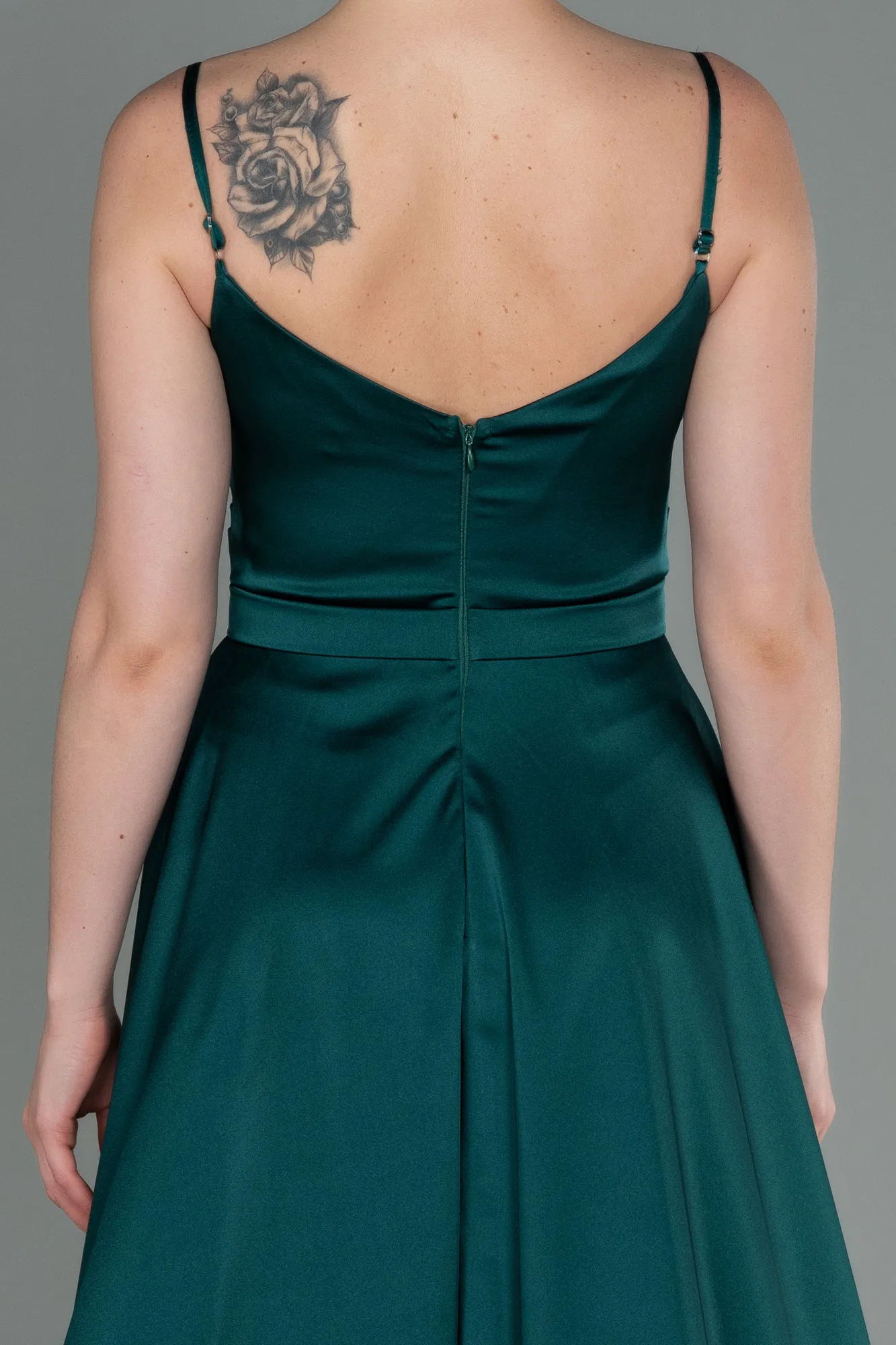 Emerald Green-Long Satin Evening Dress ABU1601