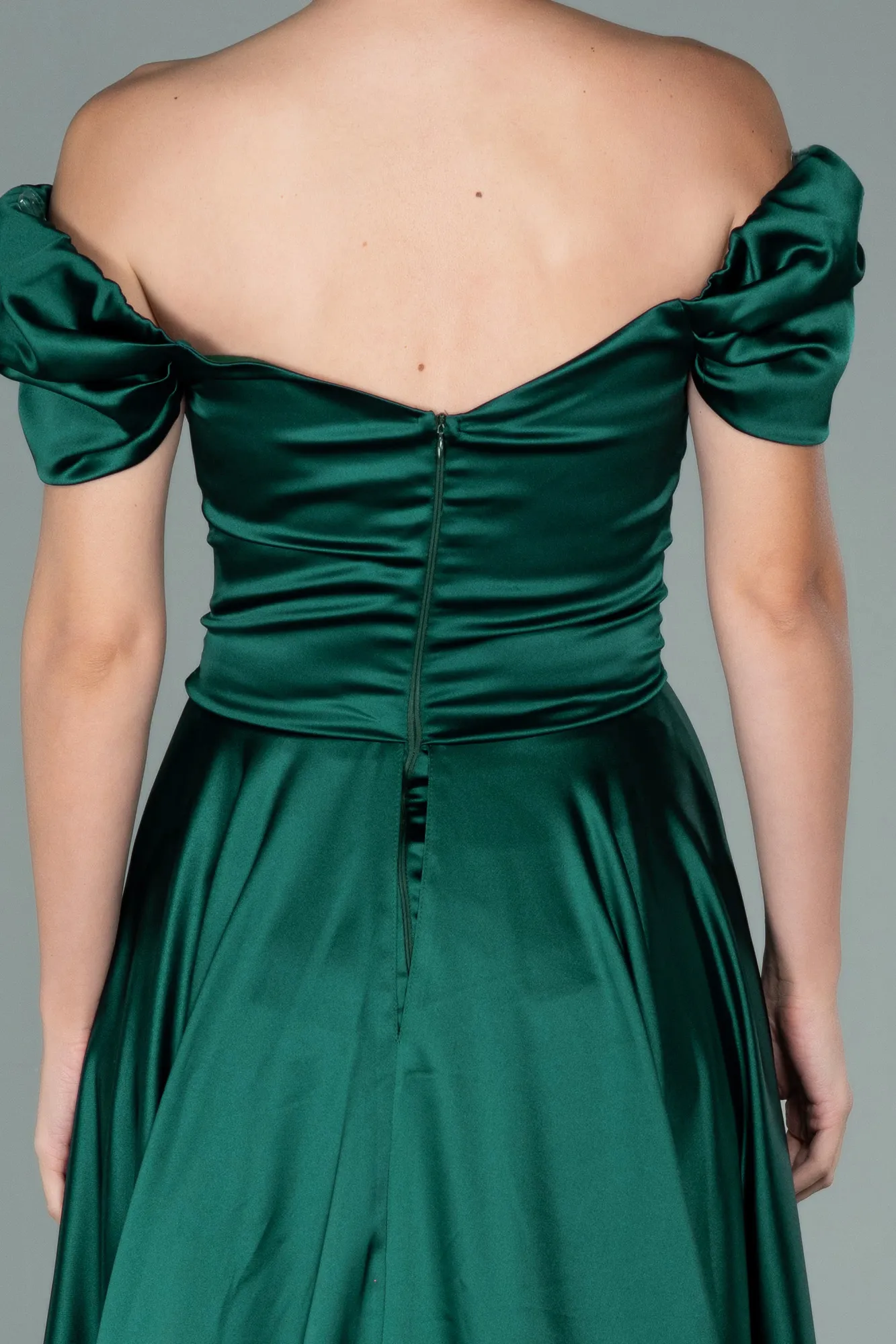 Emerald Green-Long Satin Evening Dress ABU2003