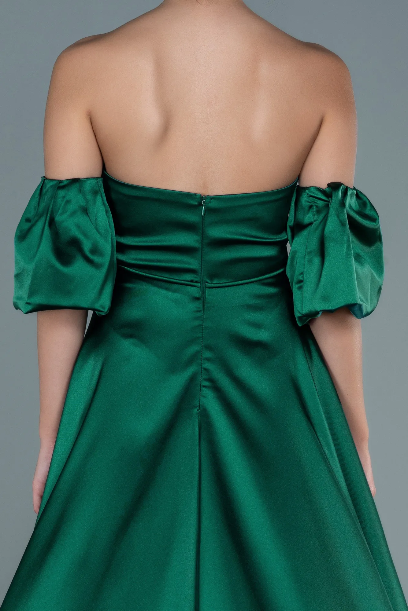 Emerald Green-Long Satin Evening Dress ABU2614