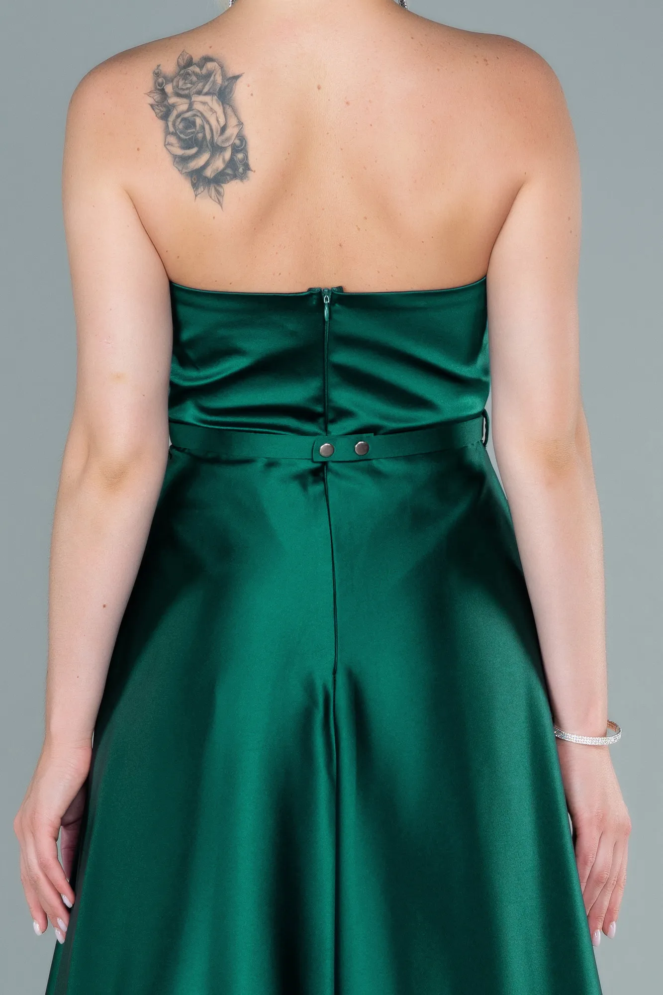 Emerald Green-Long Satin Prom Gown ABU2543