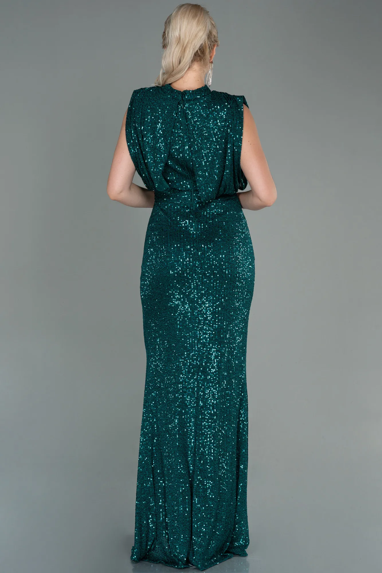 Emerald Green-Long Scaly Evening Dress ABU2752