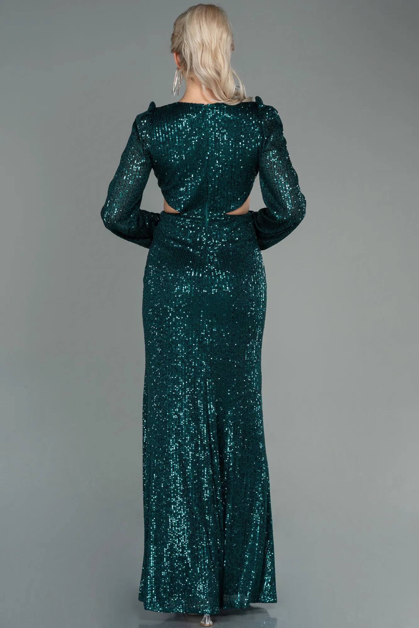 Emerald Green-Long Scaly Evening Dress ABU2784
