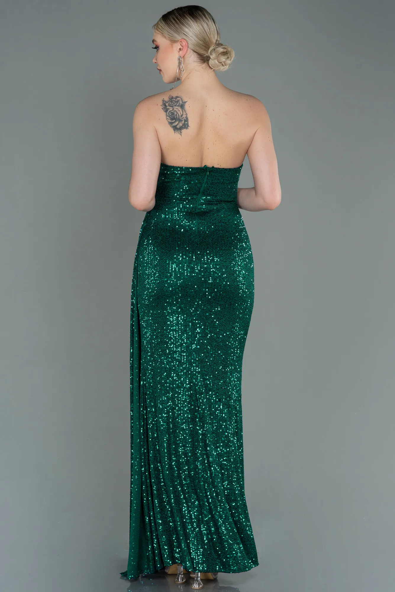 Emerald Green-Long Scaly Evening Dress ABU3134