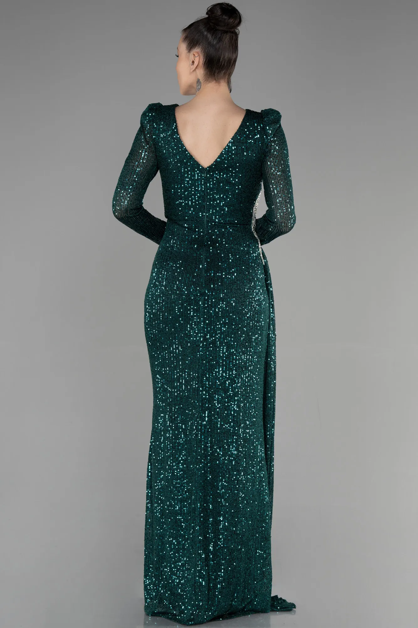 Emerald Green-Long Scaly Evening Dress ABU3501