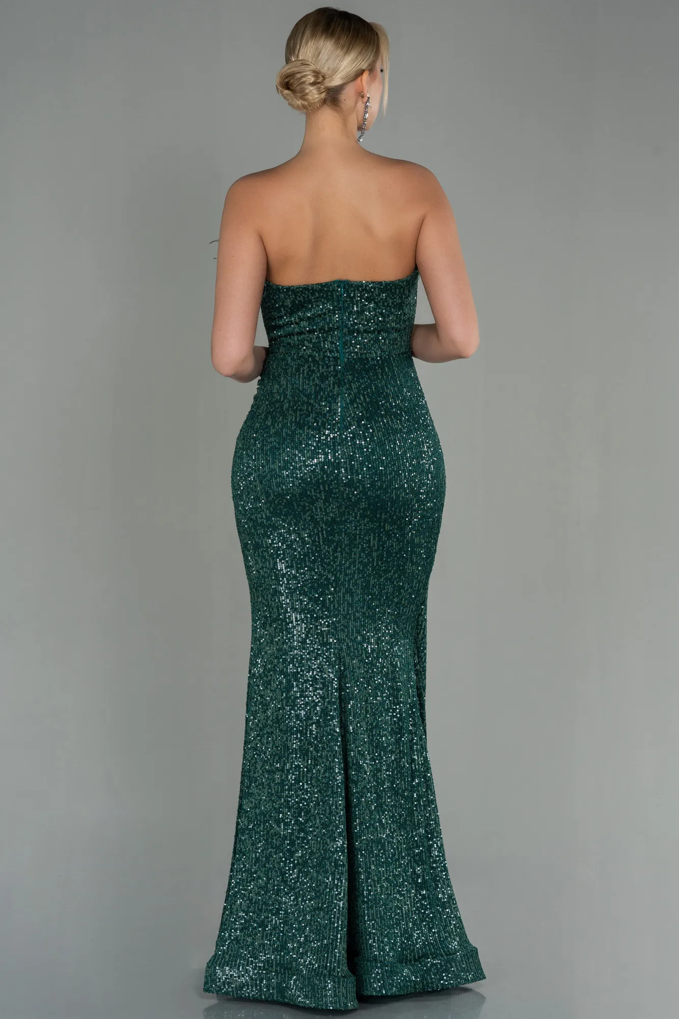Emerald Green-Long Scaly Mermaid Evening Dress ABU3071