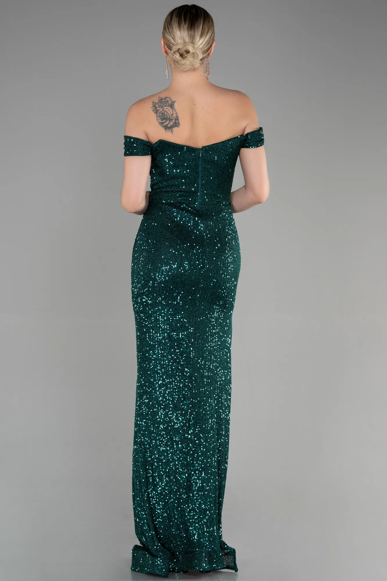 Emerald Green-Long Scaly Mermaid Evening Dress ABU3202