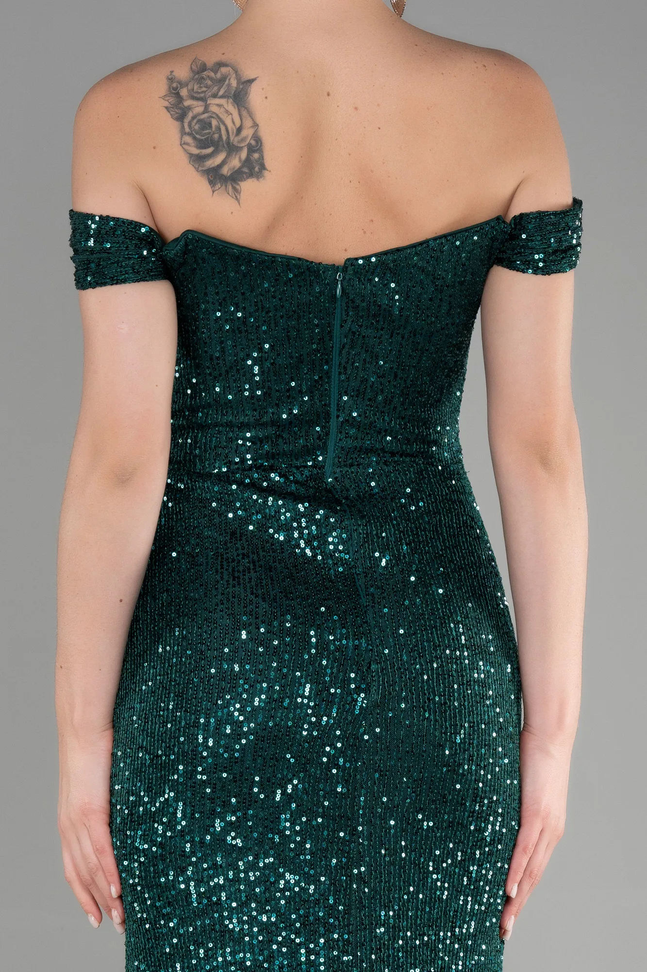 Emerald Green-Long Scaly Mermaid Evening Dress ABU3202