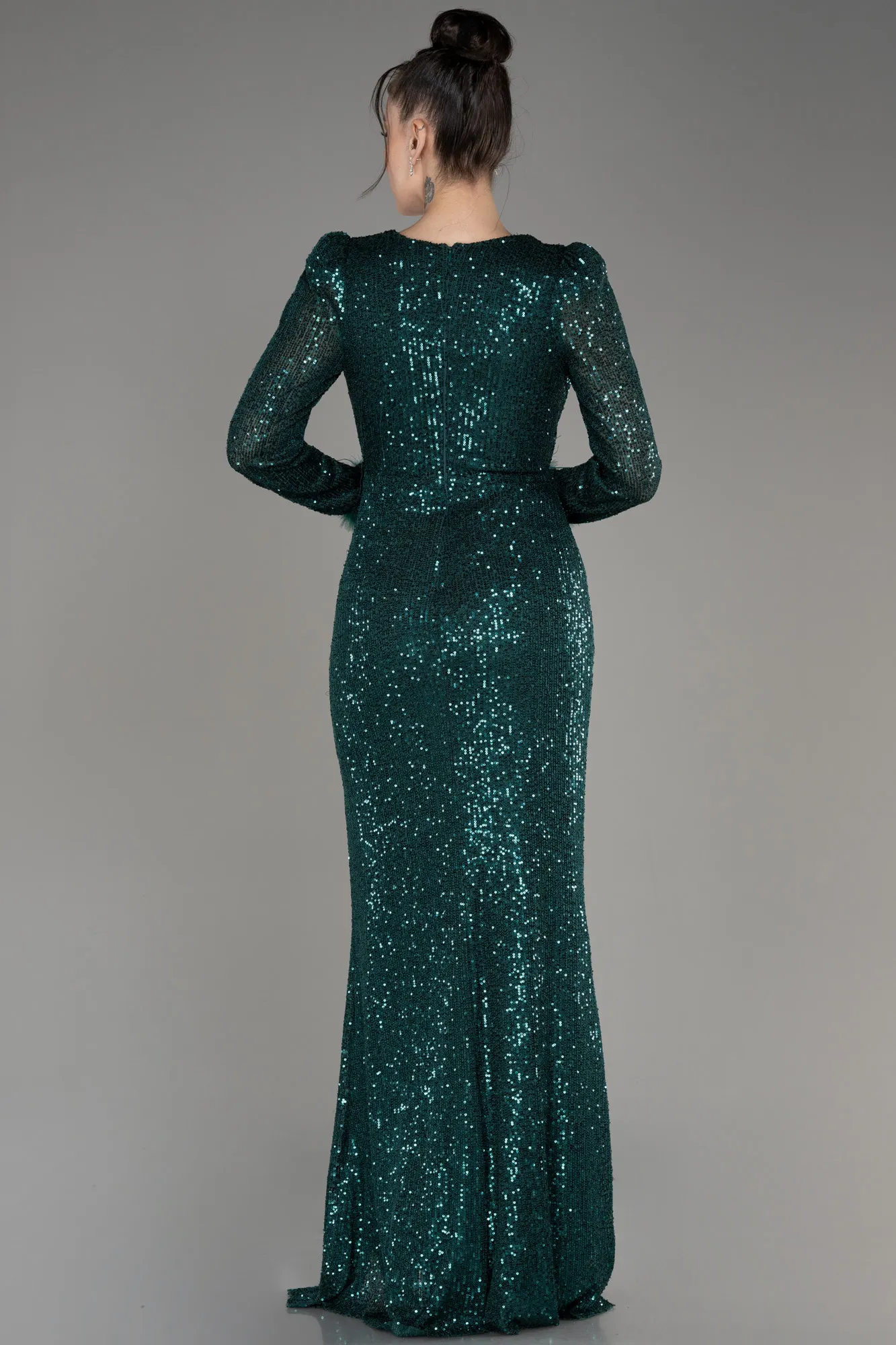 Emerald Green-Long Scaly Mermaid Prom Dress ABU3177