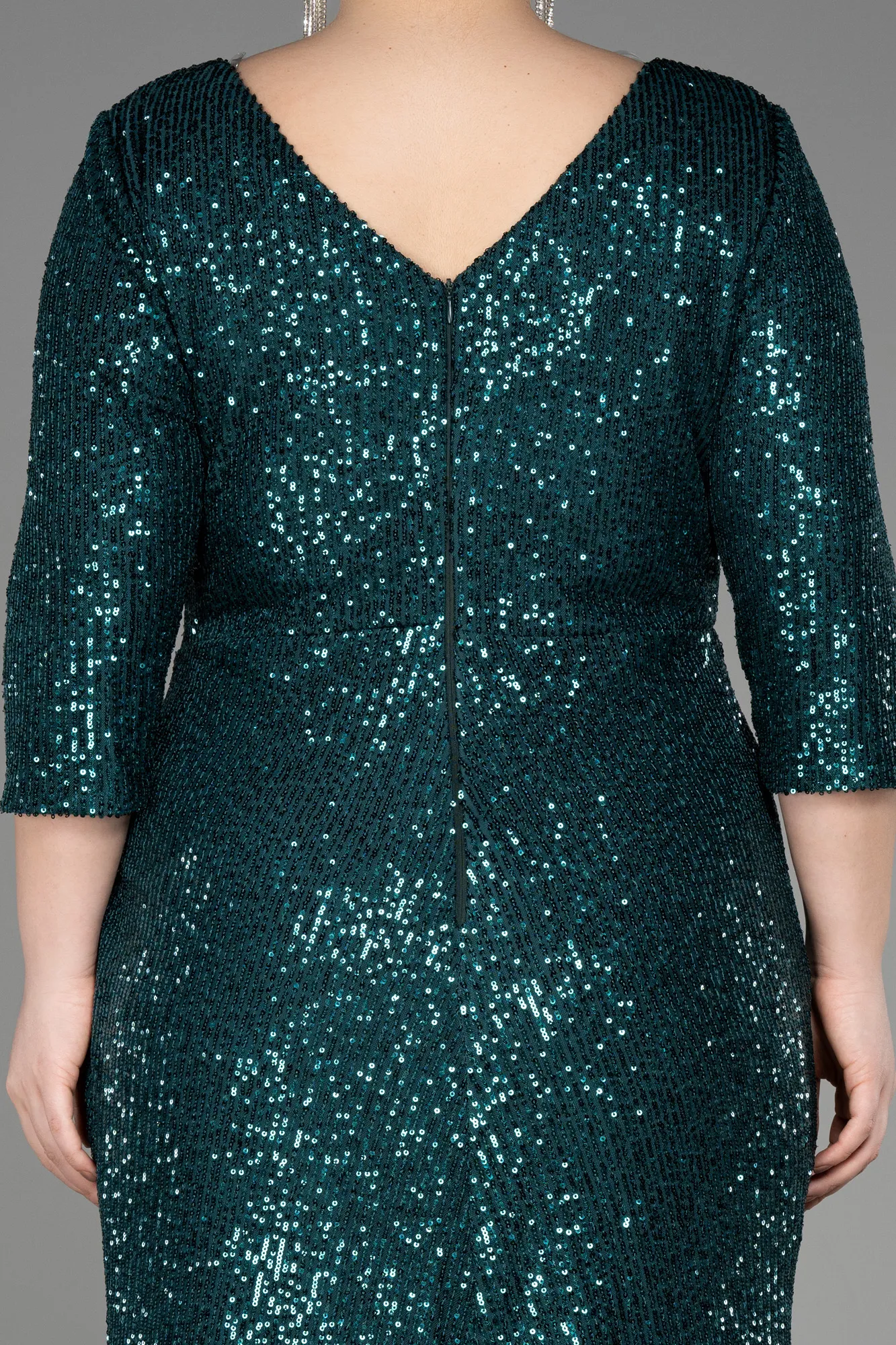 Emerald Green-Long Scaly Plus Size Evening Dress ABU3258