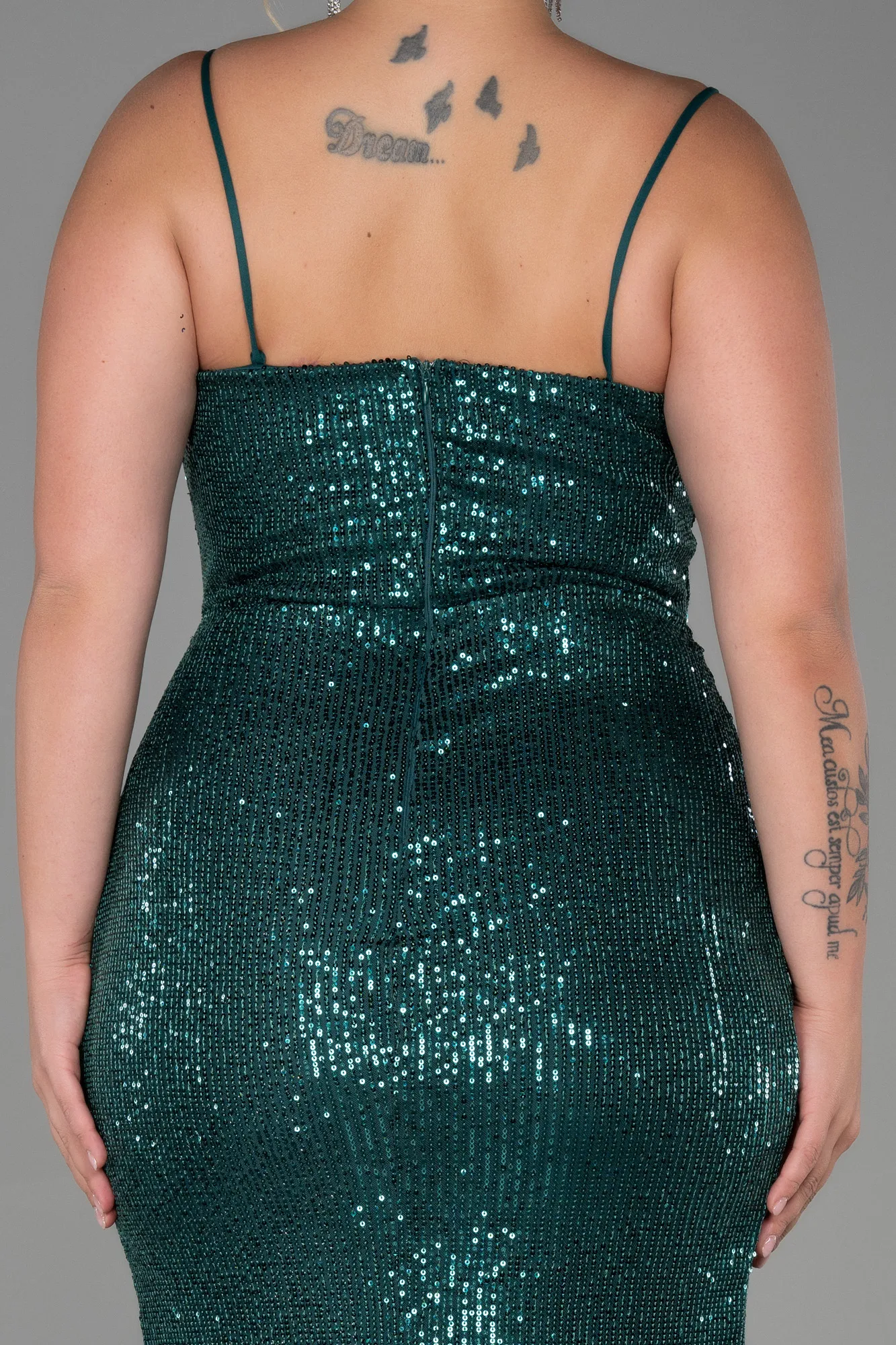 Emerald Green-Long Scaly Plus Size Evening Dress ABU3322