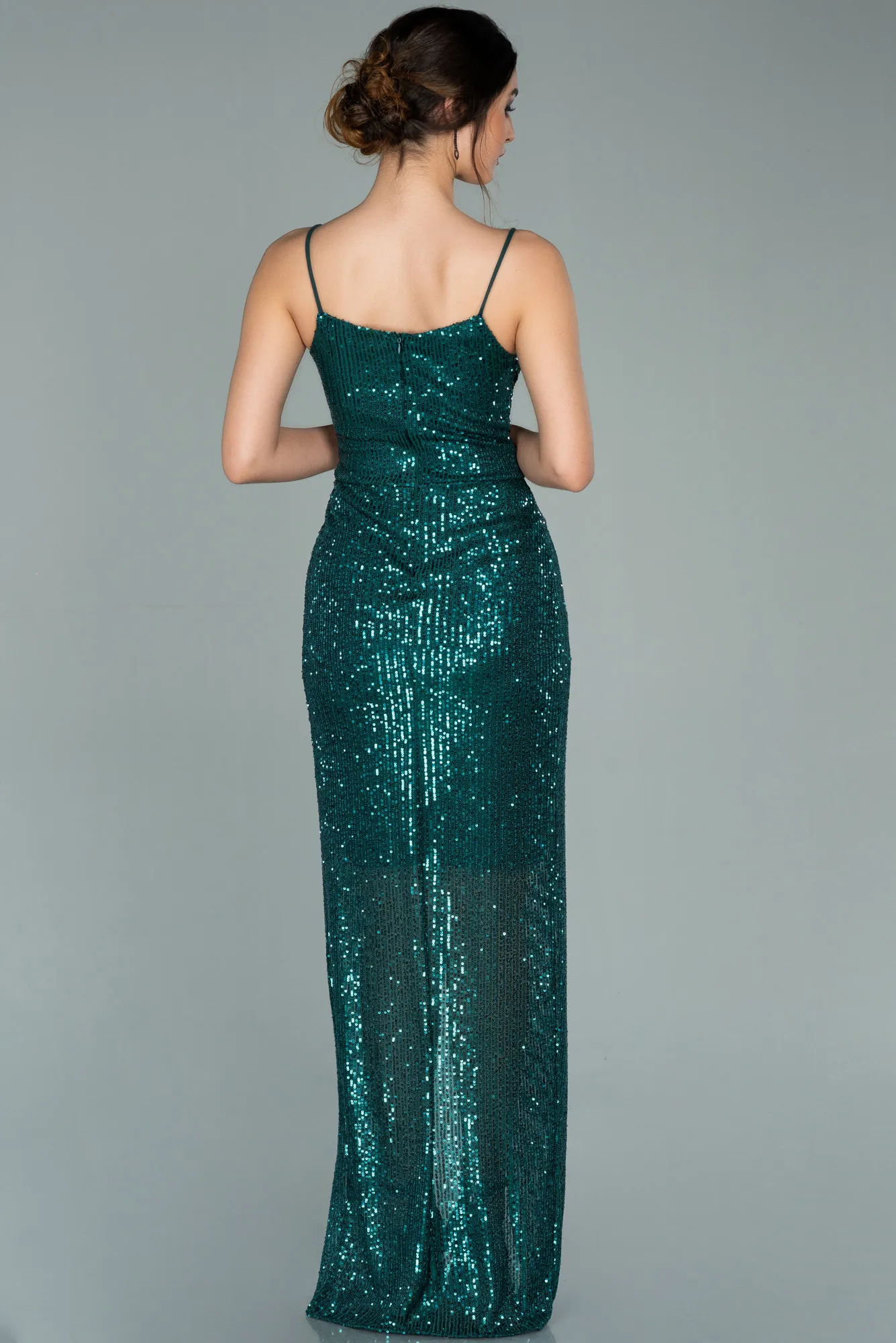 Emerald Green-Long Scaly Prom Gown ABU1880