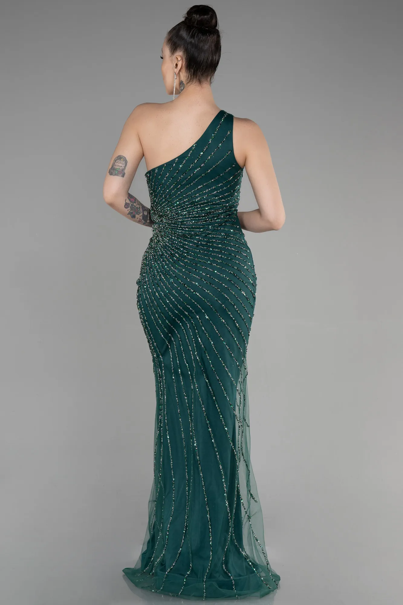 Emerald Green-Long Special Design Engagement Dress ABU3560