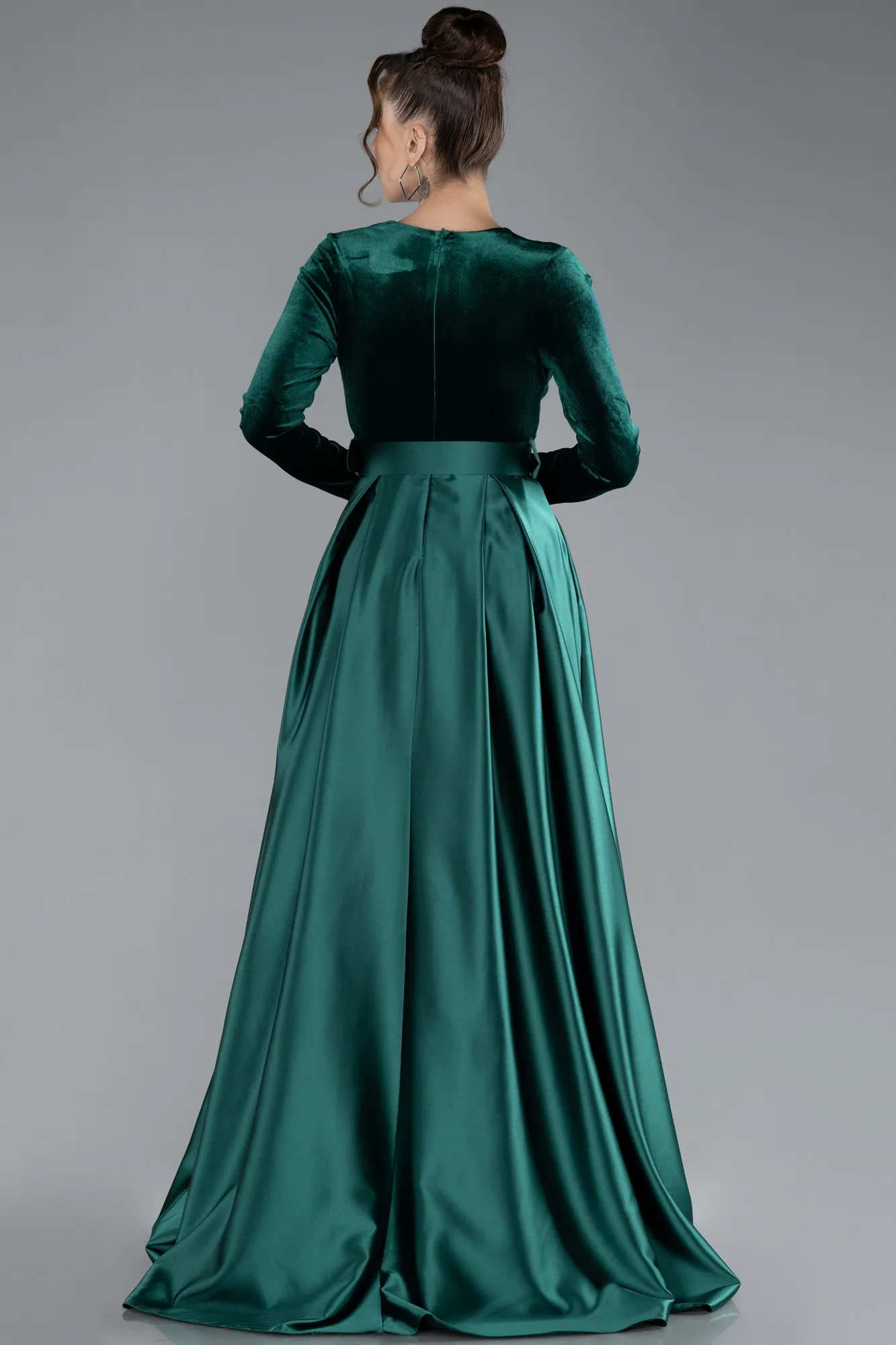 Emerald Green-Long Velvet Evening Dress ABU1523